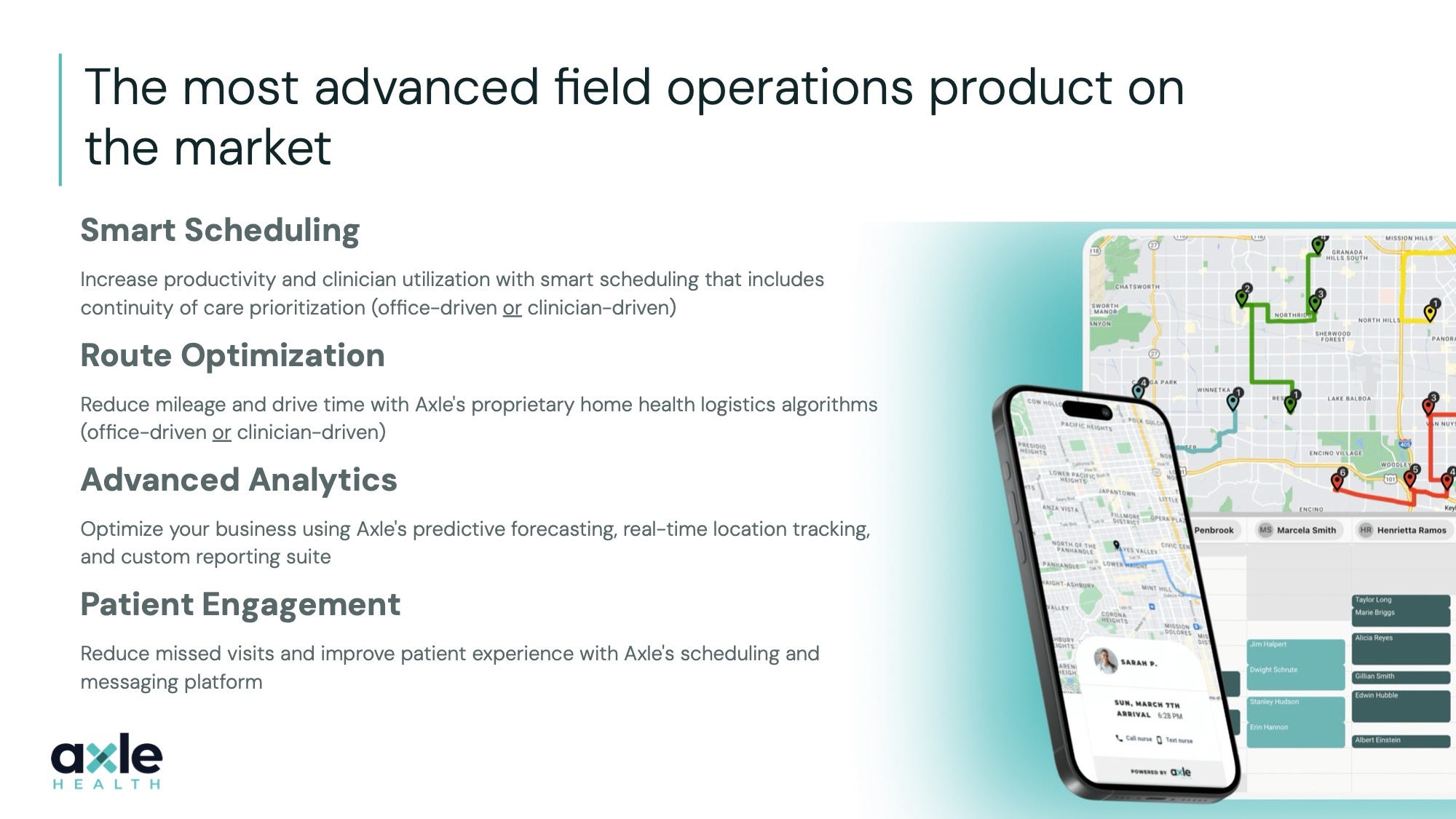 Axle Health pitch deck slide 12 — The most advanced field operations product on the market