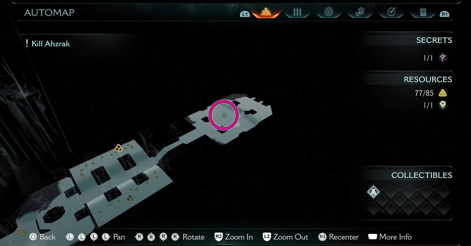 A Doom: The Dark Ages screenshot showing the room, on the map, where the leader of chapter 11 is located.