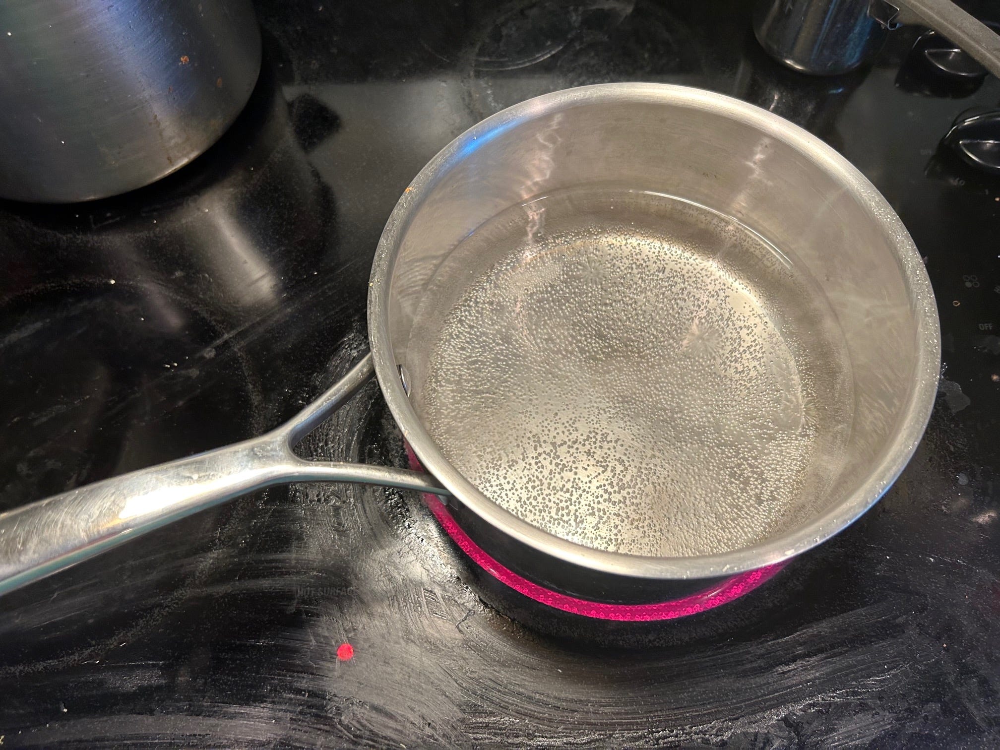 Boiling water for Ina Garten's Greek Orzo Salad