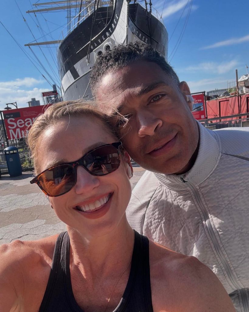 T.J. Holmes and Amy Robach in a selfie in 2024. 