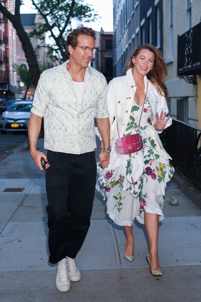 Ryan Reynolds and Blake Lively are seen in SoHo on May 18, 2025 in New York City. 