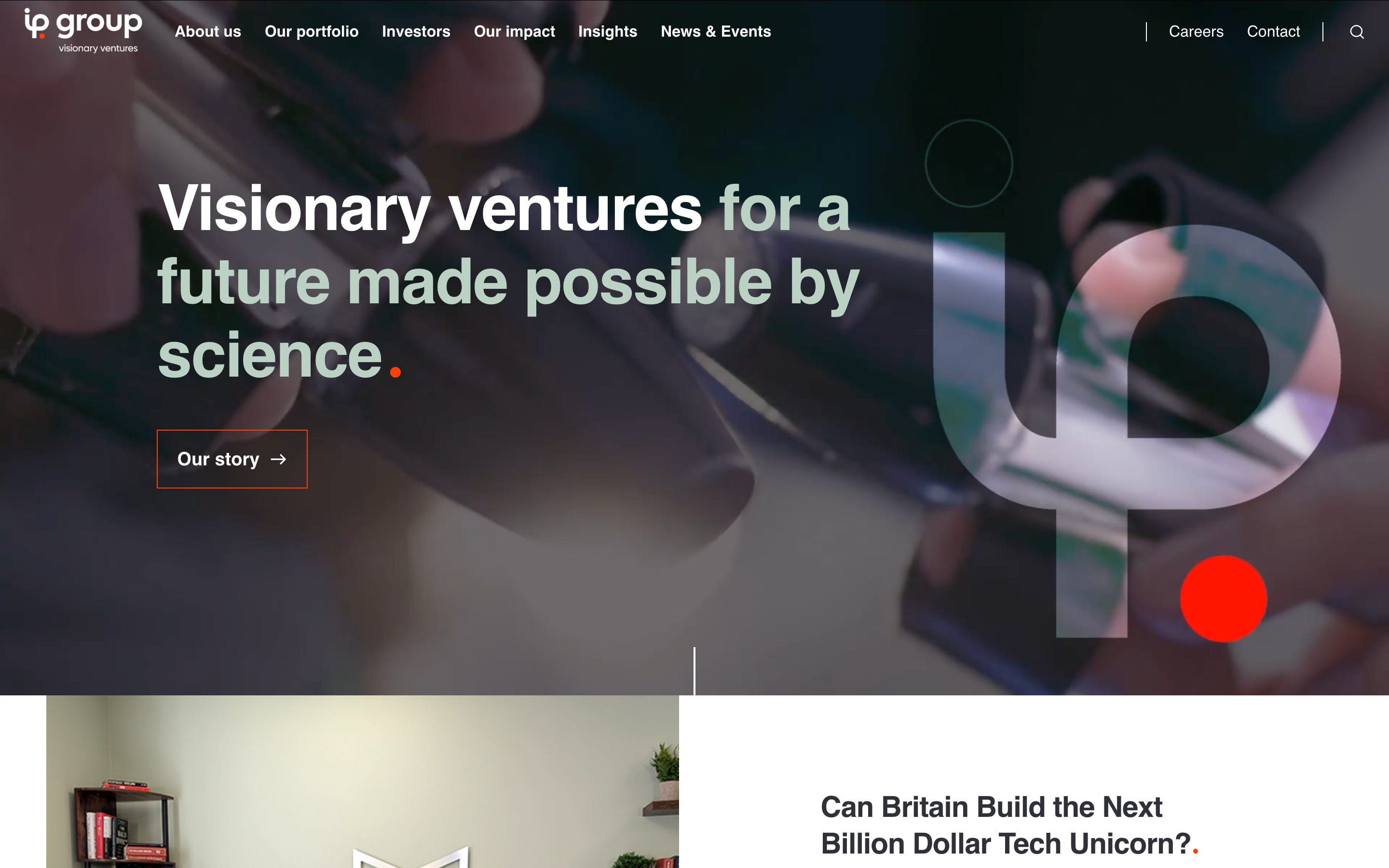 IP Group's homepage screenshot.
