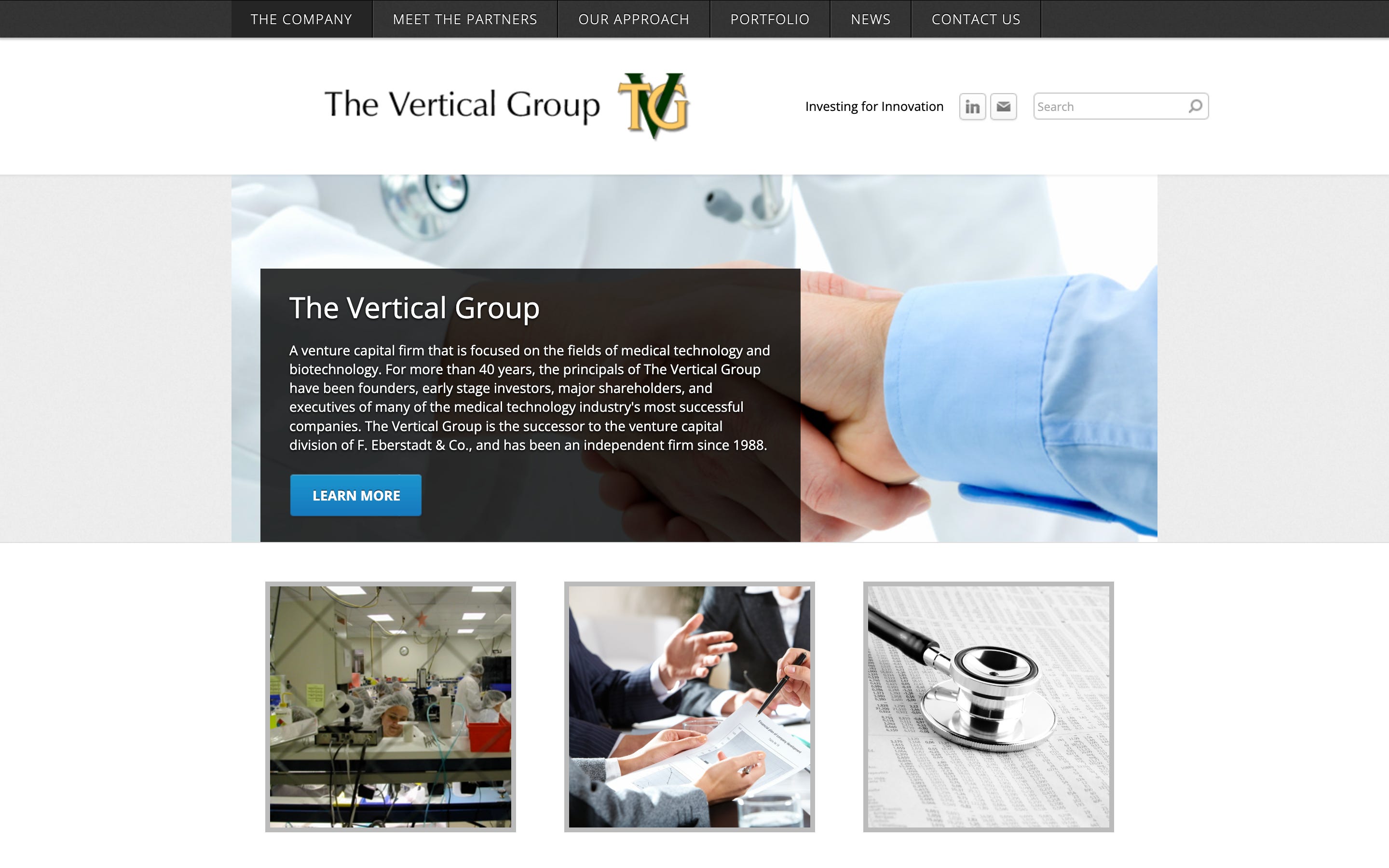 The Vertical Group website homepage.