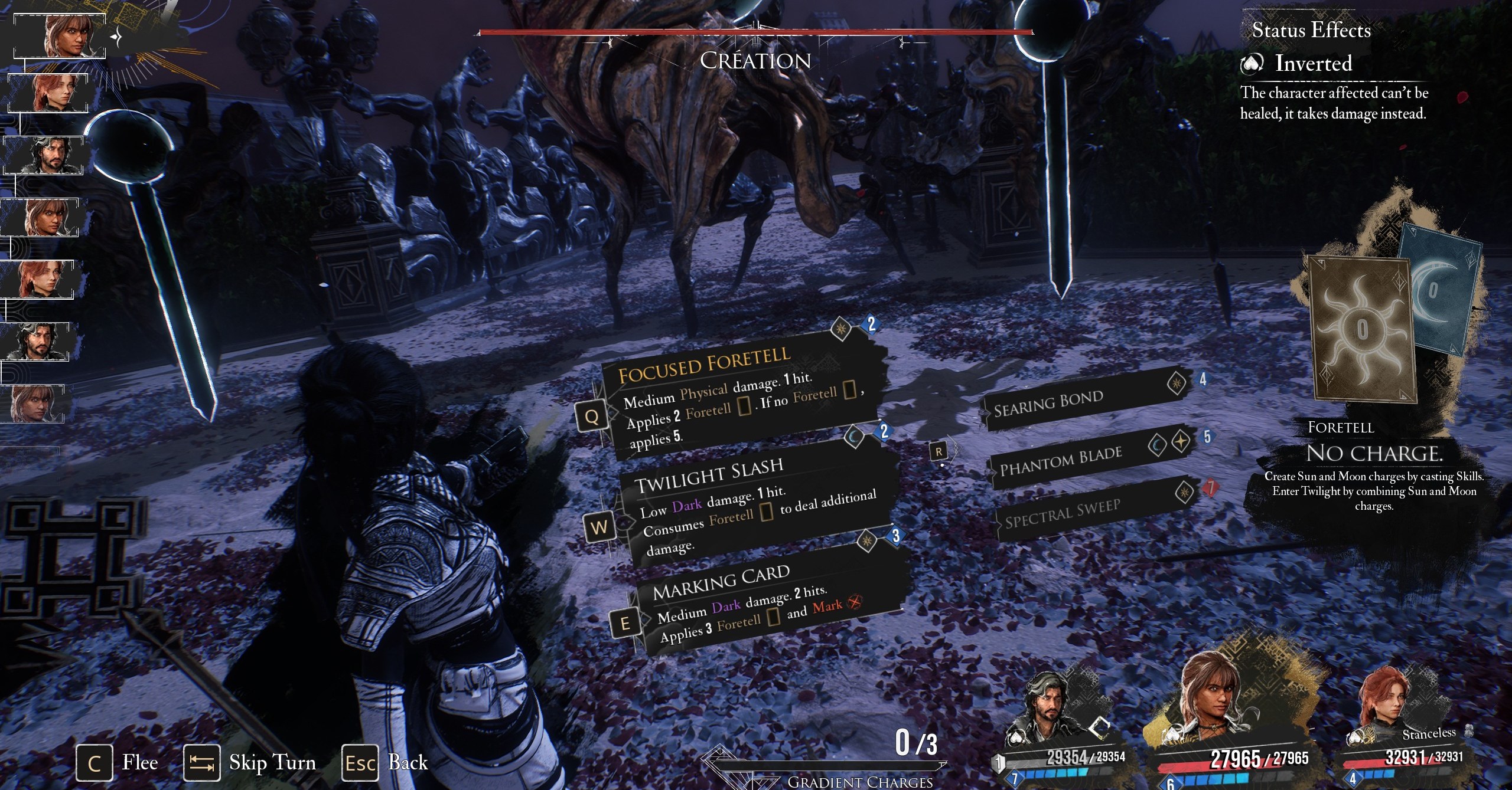 A combat menu shows the best Sciel build skills in Clair Obscur Expedition 33