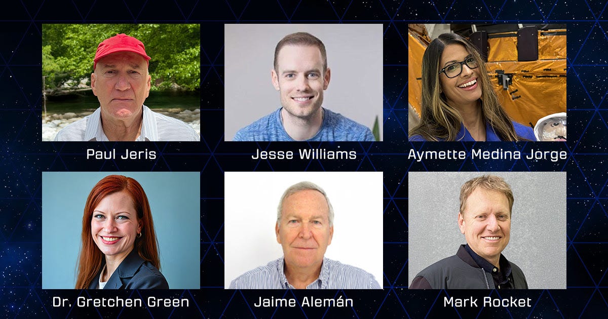 portraits of Paul Jeris, Jesse Williams, Aymette Medina Jorge, Dr. Gretchen Green, Jaime Aleman, and Mark Rocket