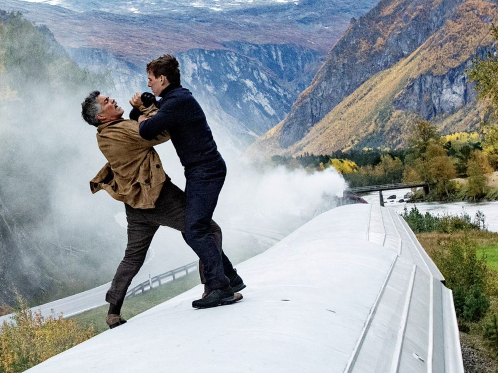 Esai Morales as Gabriel and Tom Cruise as Ethan Hunt in "Mission: Impossible - Dead Reckoning Part One."