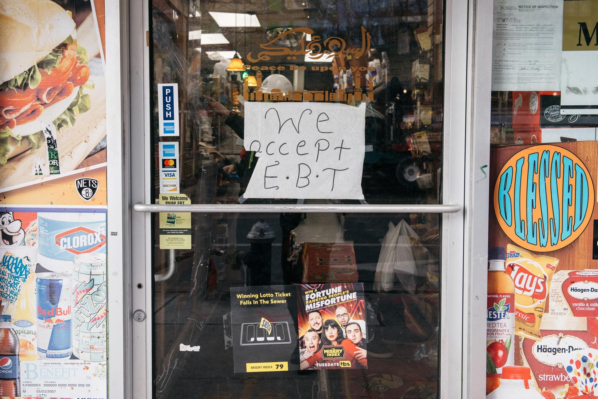 We accept E.B.T on a door.