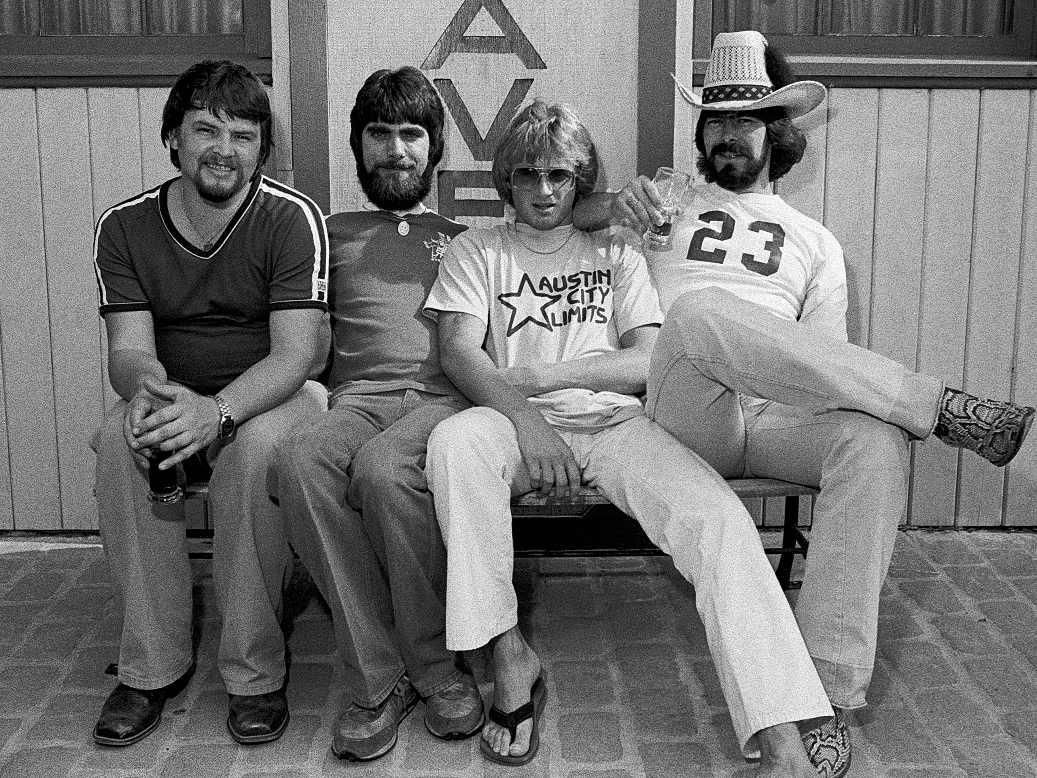 Country Group Alabama L/R: Jeff Cook, Teddy Gentry, Mark Herndon and Randy Owen open "My Home Is Alabama" Nightclub in Birmingham Alabama September 10, 1980