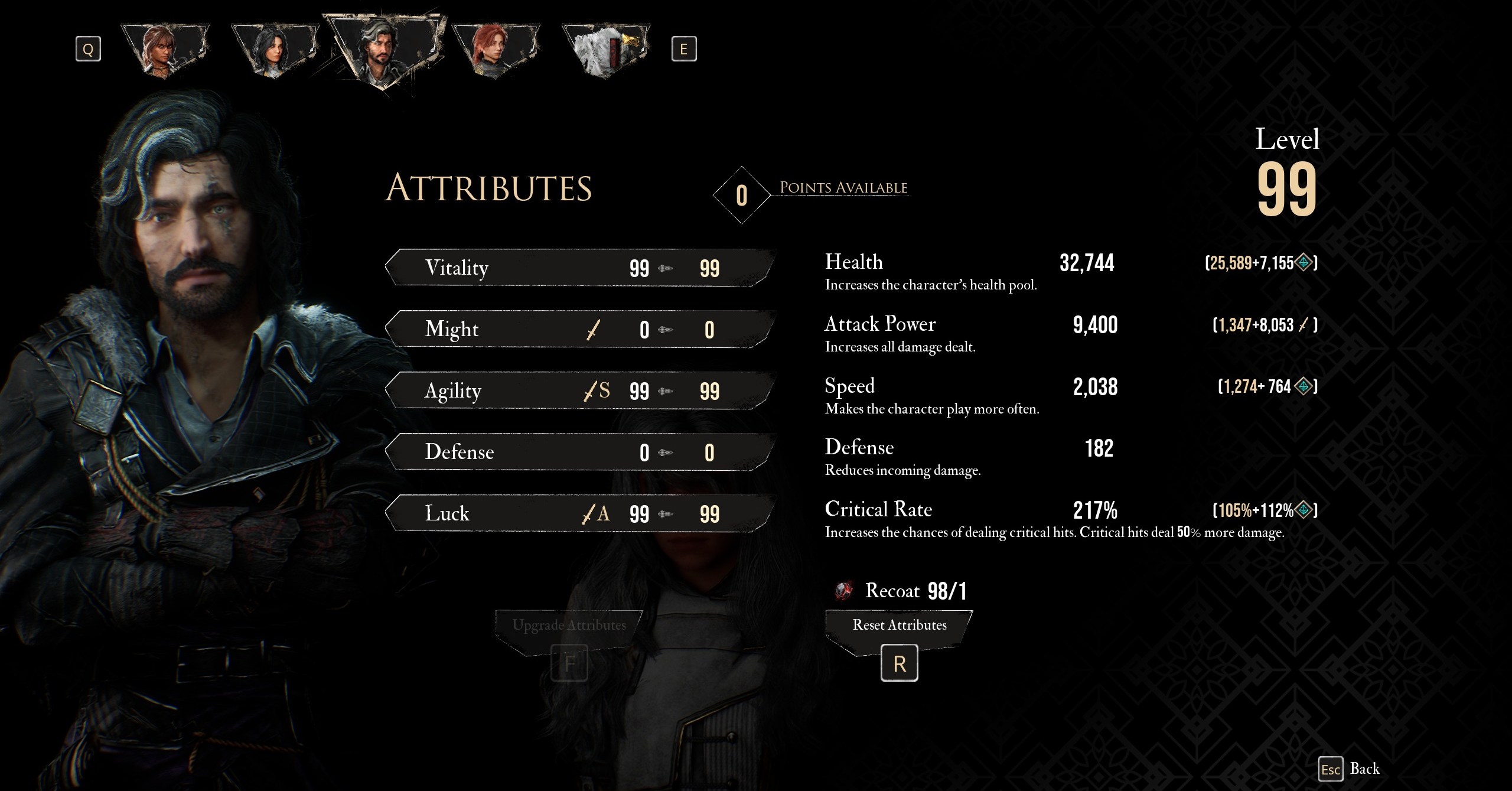 A menu shows the best attributes for Verso in the best Verso build in Clair Obscur Expedition 33