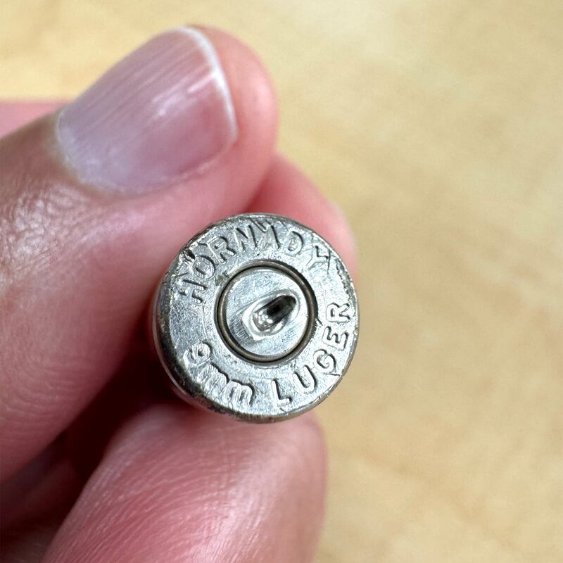 A 9mm shell casing found at the scene of Waziri's shooting.