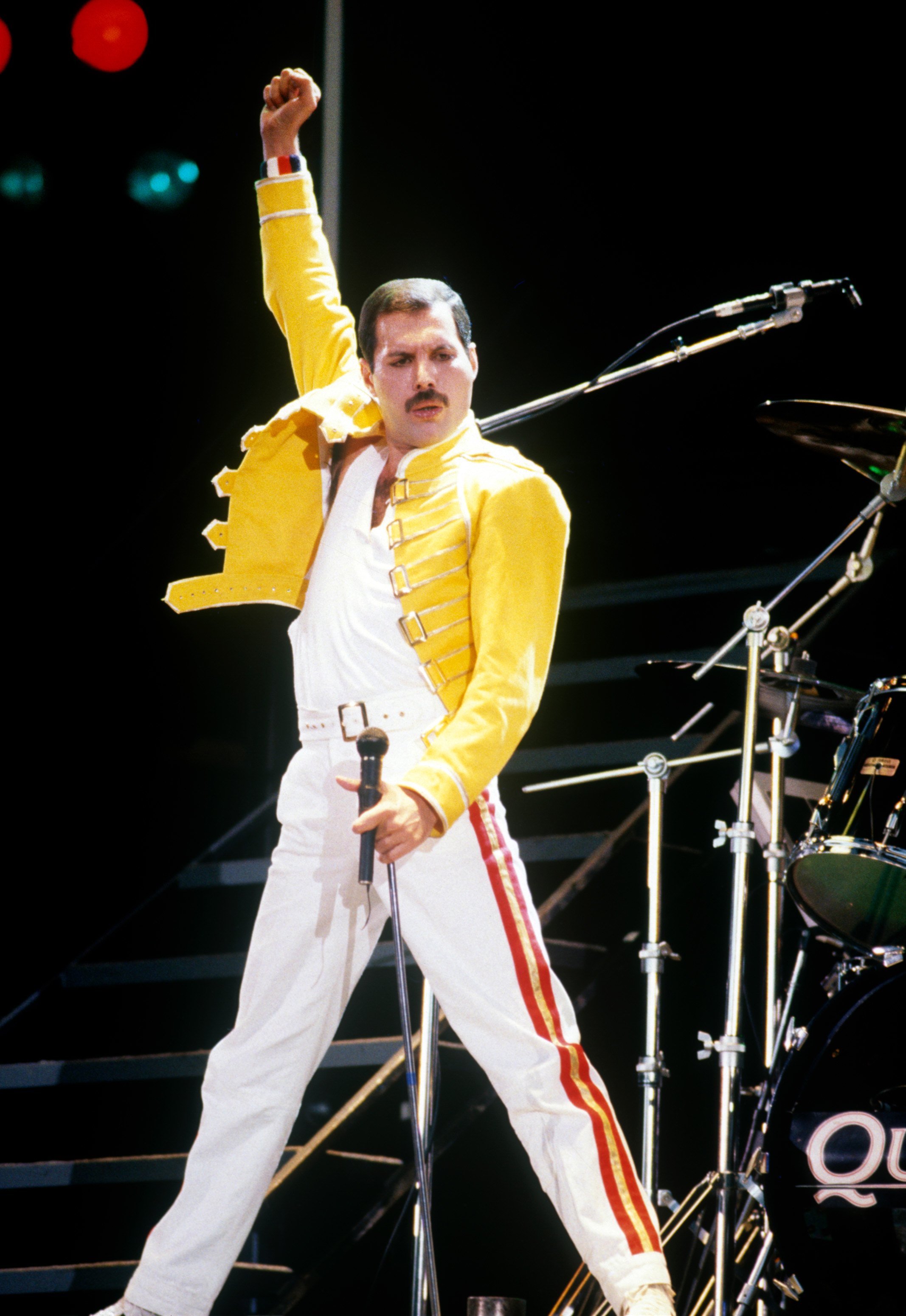 Freddie Mercury performs onstage. 