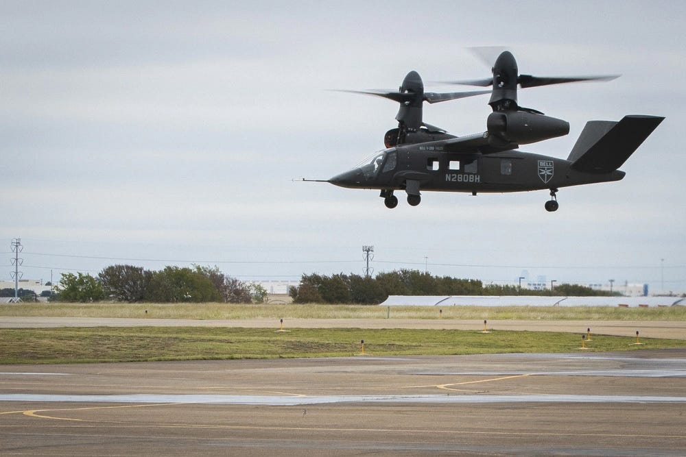The V-280 Valor performs a flight demonstration in Arlington, Texas.