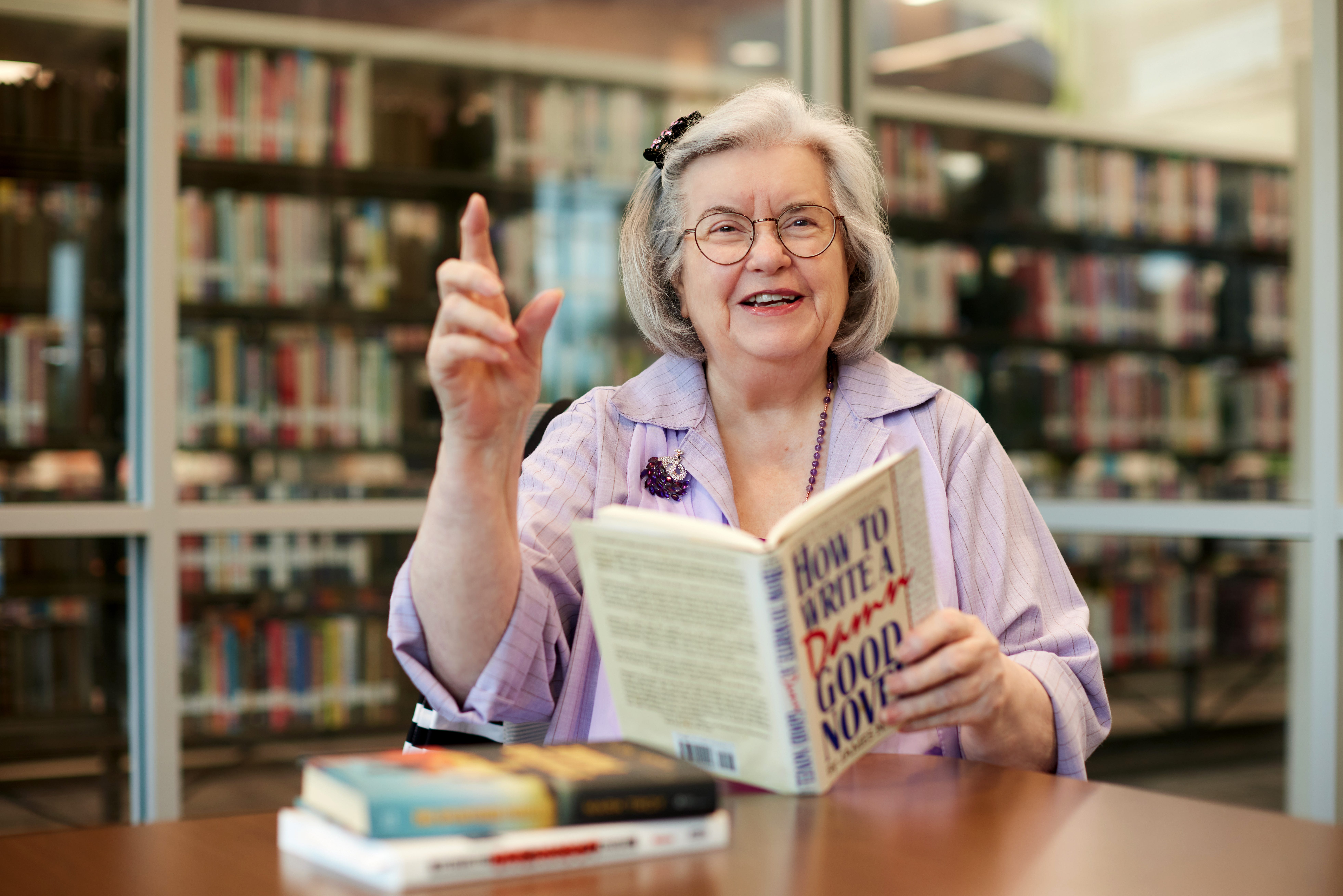 Bernita Clark in the library