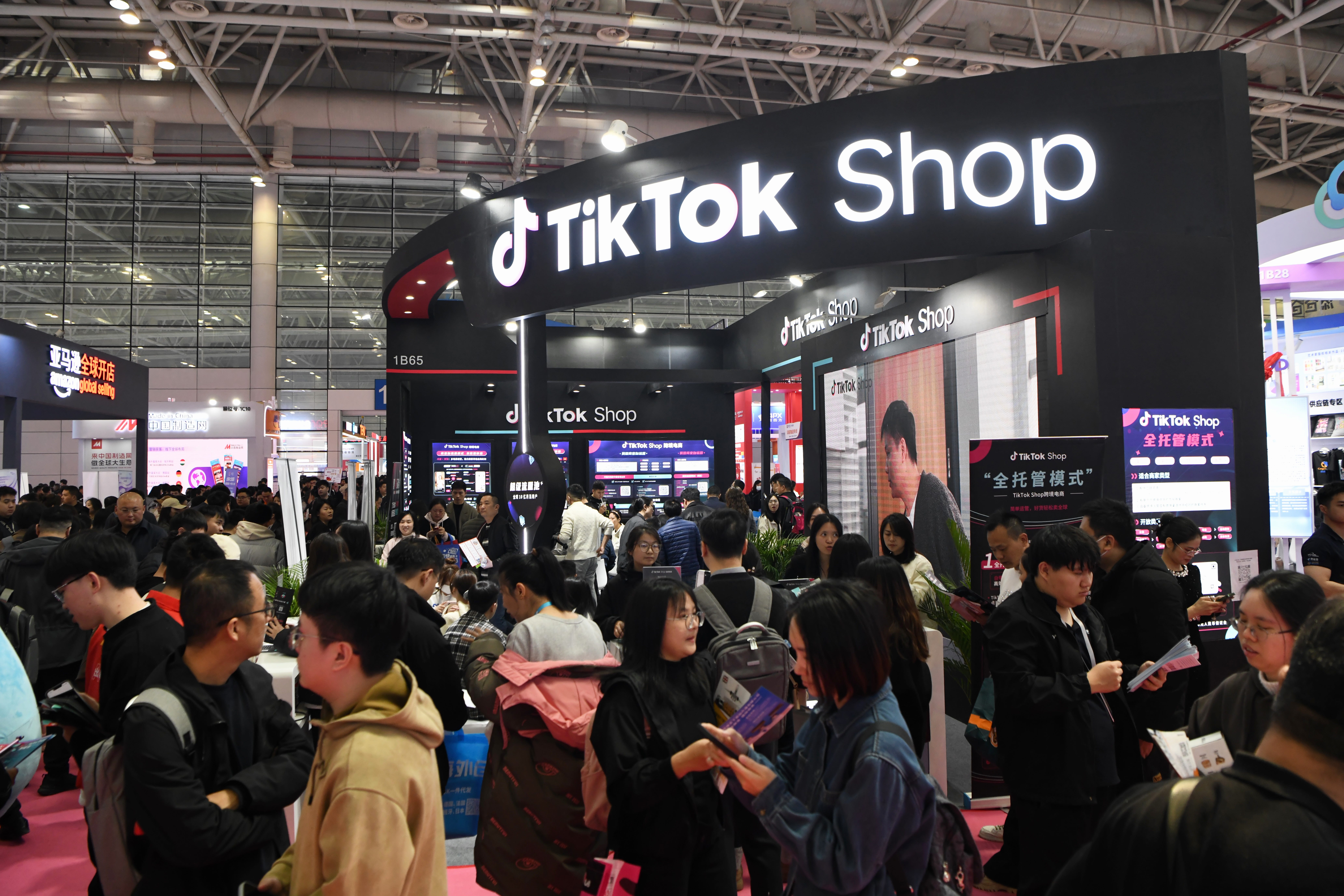 A TikTok Shop booth at the China Cross-Border E-Commerce Trade Fair in Fuzhou, Fujian Province of China.