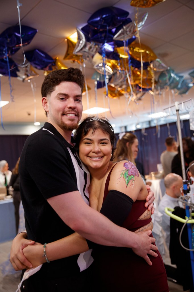 Gini Beltran, a cancer patient, attending Memorial Sloan Kettering's pediatric patient prom event with her fiance Juan Guillermo.