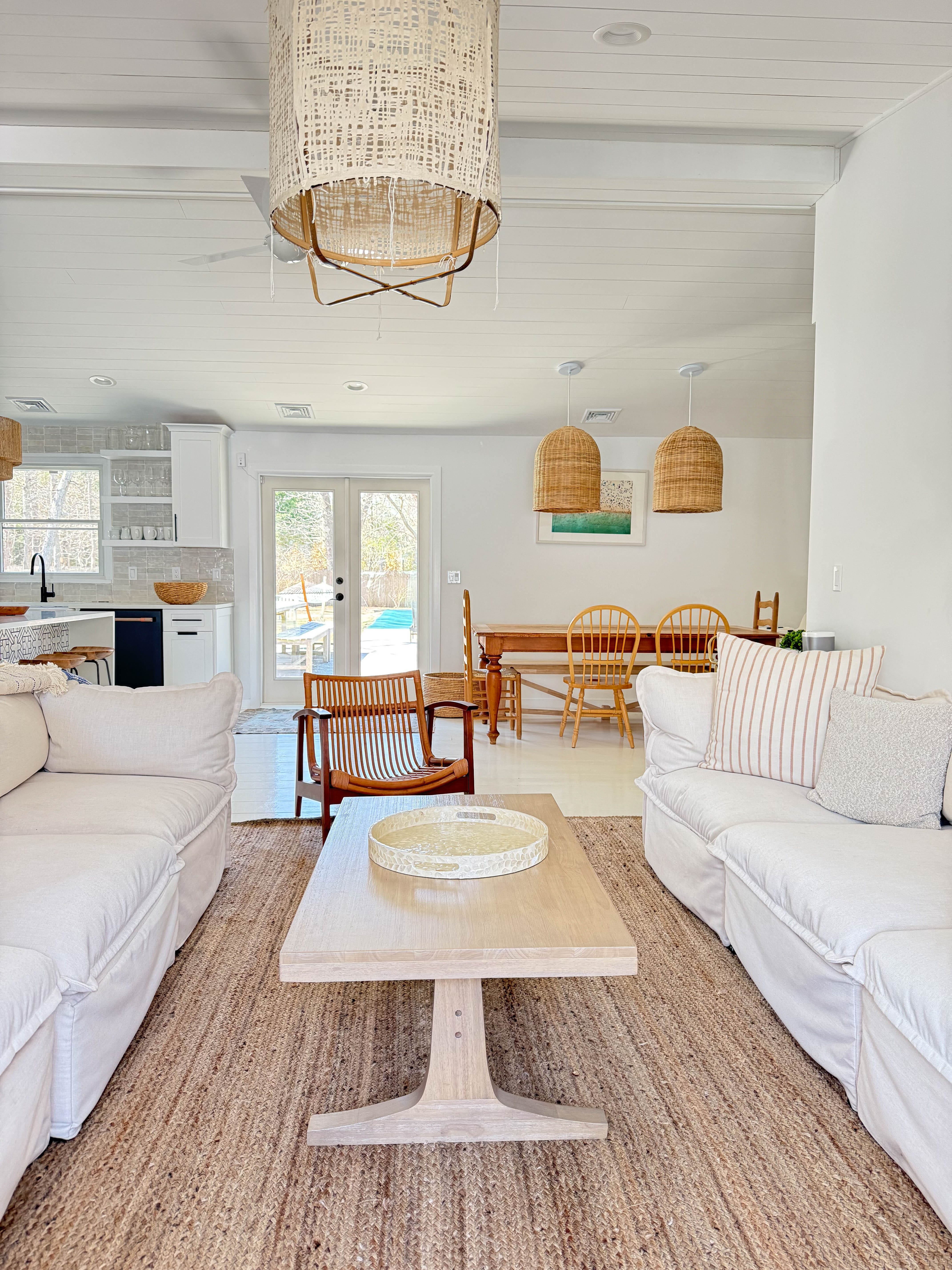 All-white beachy modern living room