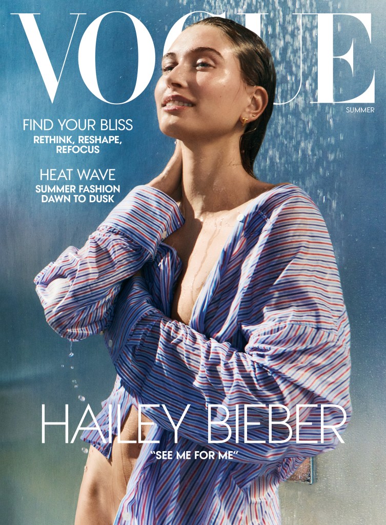 Hailey Bieber on the cover of Vogue. 