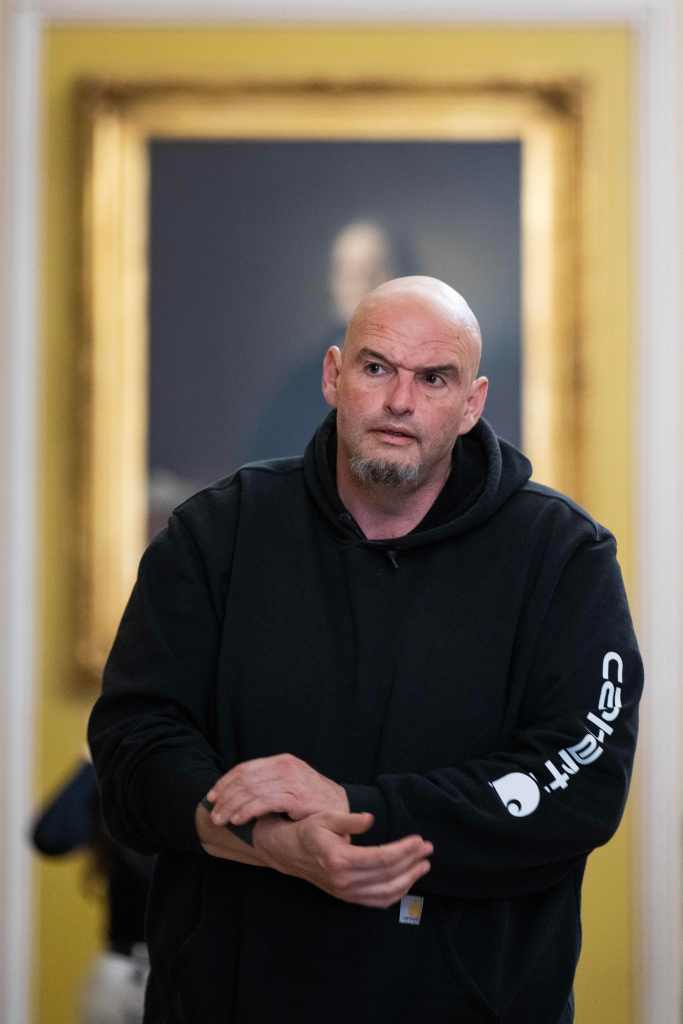 Sen. John Fetterman, D-Pa., is seen after the senate luncheons in the U.S. Capitol on Tuesday, April 8, 2025. (Credit Image: © Tom Williams/CQ Roll Call via ZUMA Press)