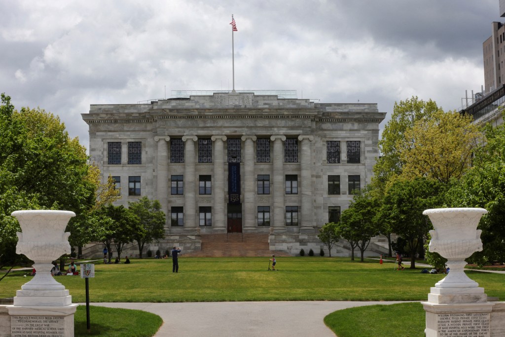 Aerial view of Harvard Medical School in Longwood Medical Area, Boston, Massachusetts.