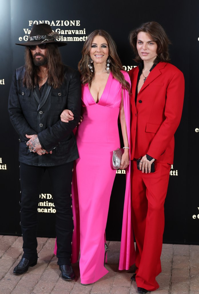 Elizabeth Hurley and Billy Ray Cyrus and Damion Hurley