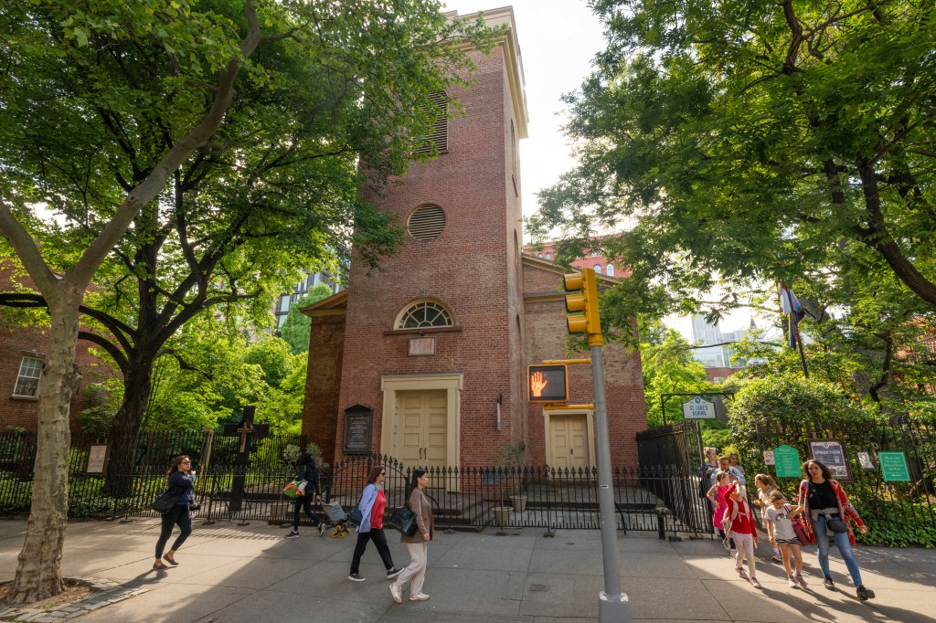 The Church of Saint Luke located at the corner of Christopher and Hudson Streets in New York, NY