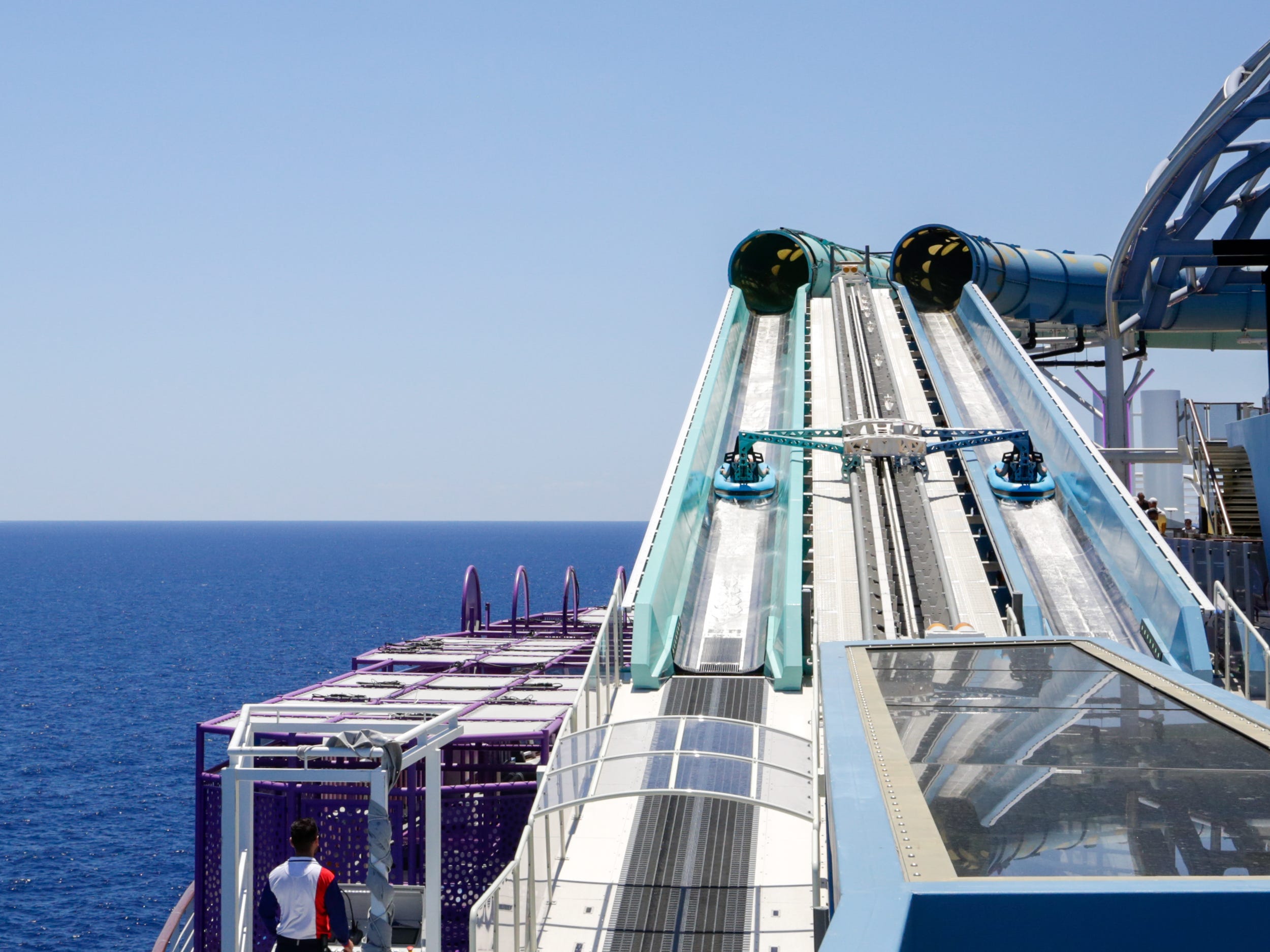 two people on the Aqua Slidecoaster on Norwegian Aqua