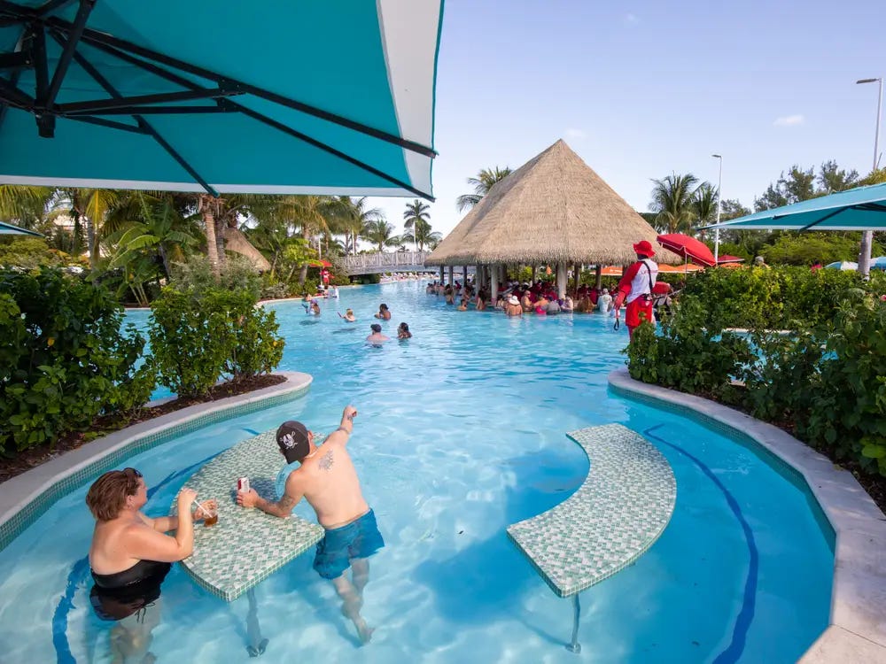 People inside the pool at Royal Caribbean's Perfect Day at CocoCay