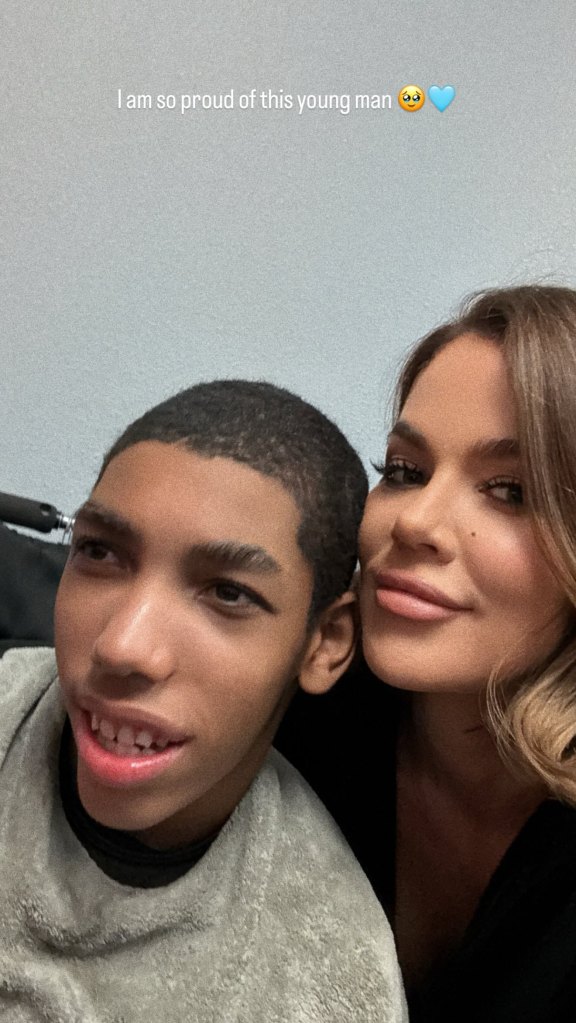 A selfie of Khloe Kardashian and Amari Thompson at a dance recital.