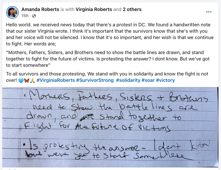 A note from Virginia Giuffre