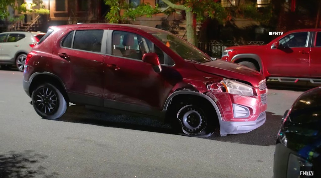 The car used in the fatal hit-and-run death of pregnant woman Tiffany Cisuni in Brooklyn on May 24, 2025.