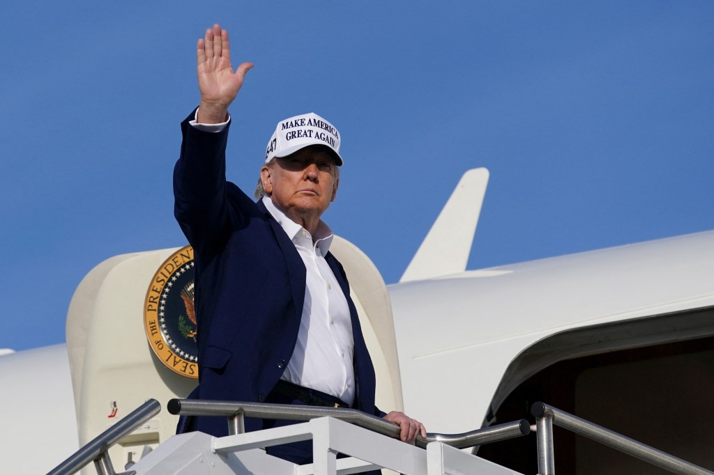 President Trump, waving from Air Force One, agreed to postpone his tariff deadline with the European Union after a productive call with President of the European Commission Ursula von der Leyen.
