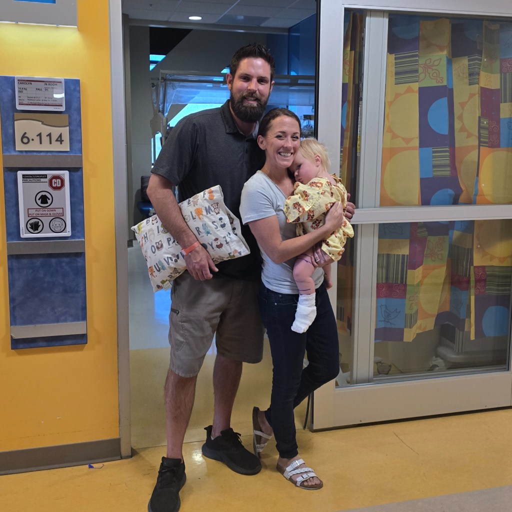 The little girl, Cara, still needs to undergo surgery after she was bitten earlier this month while out in her yard with her mom, Jacquelyn Reed. 