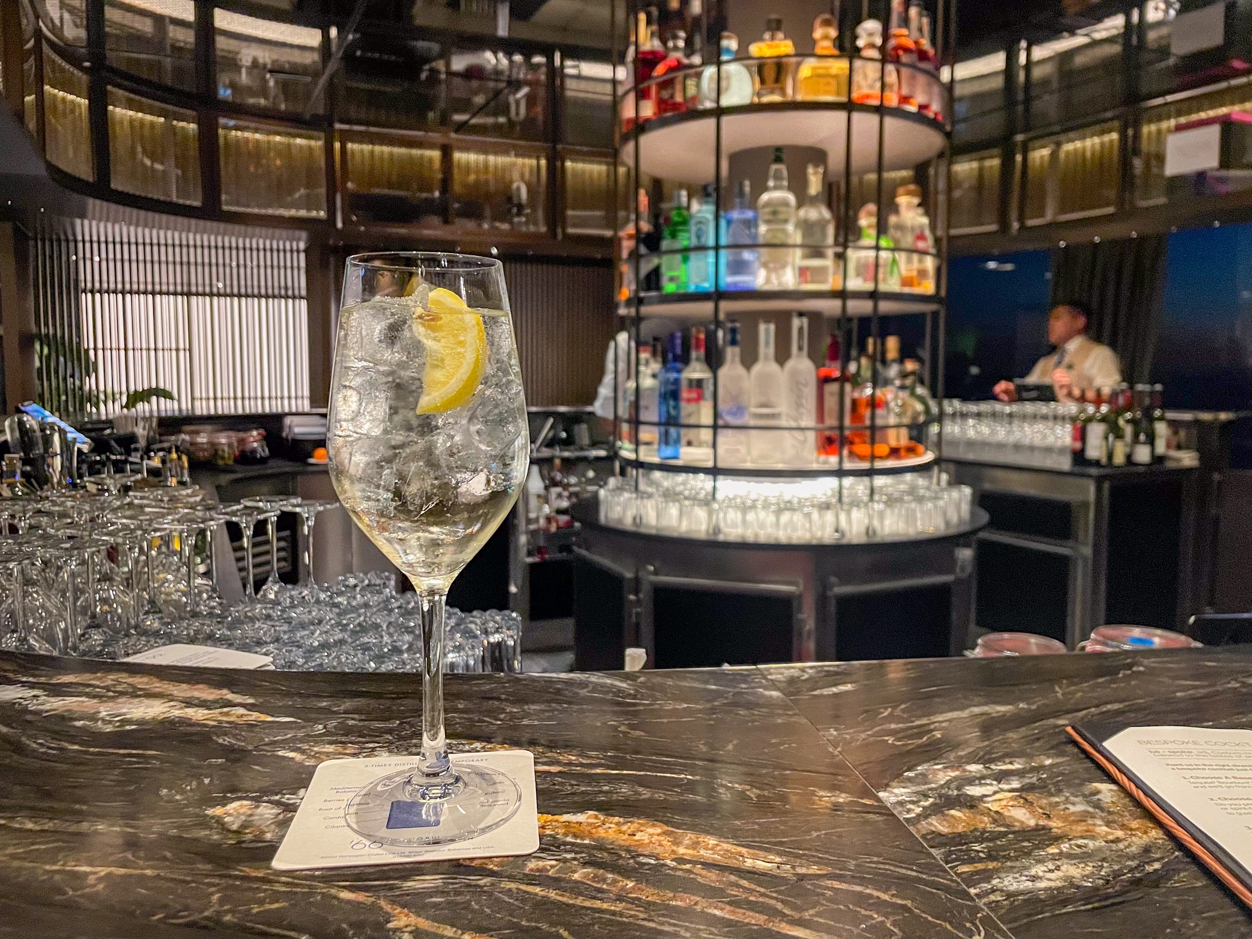 vermouth spirtz at the Haven Bar on Norwegian Aqua