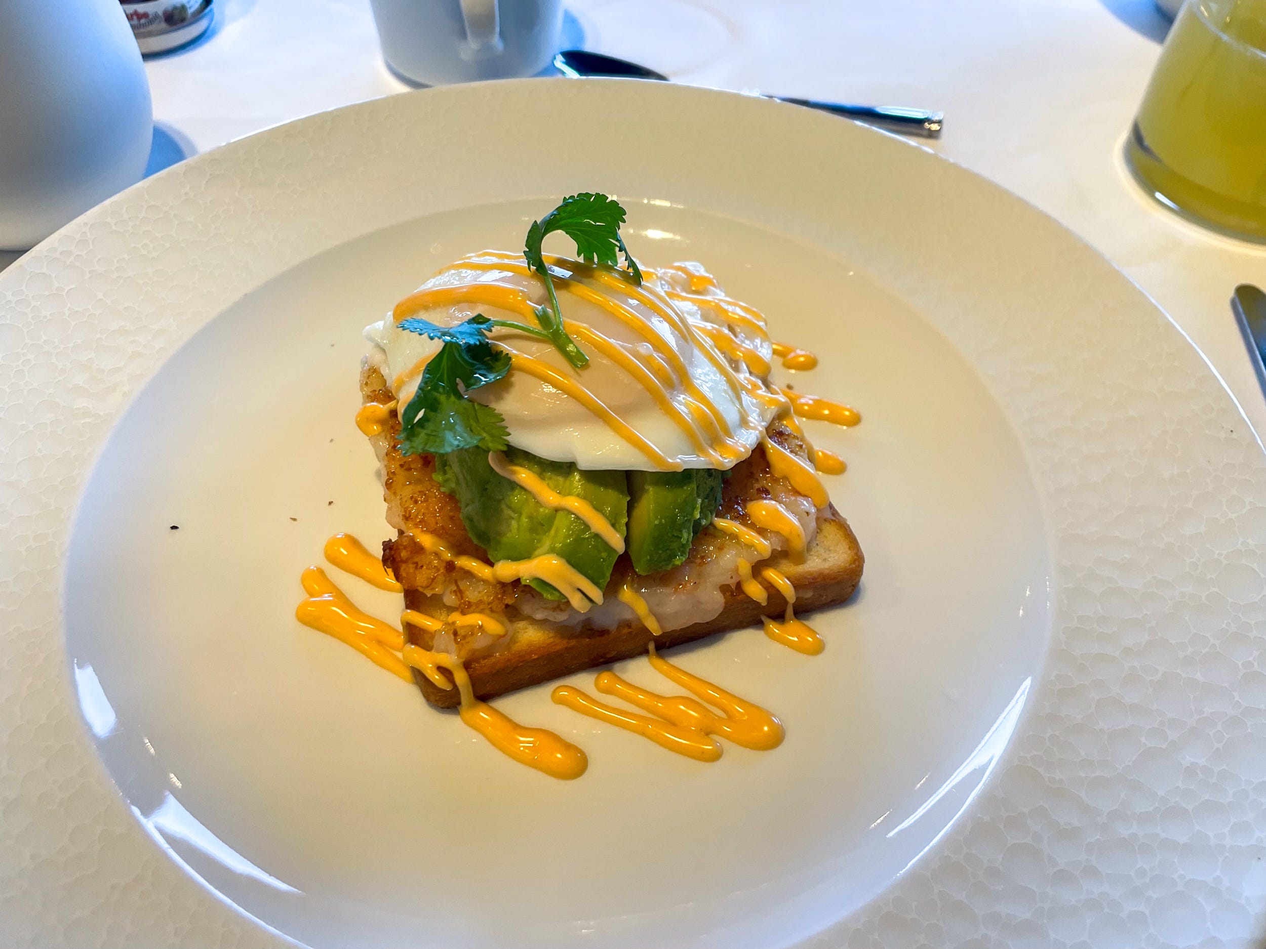 shrimp toast on a plate at Haven Restaurant on Norwegian Aqua