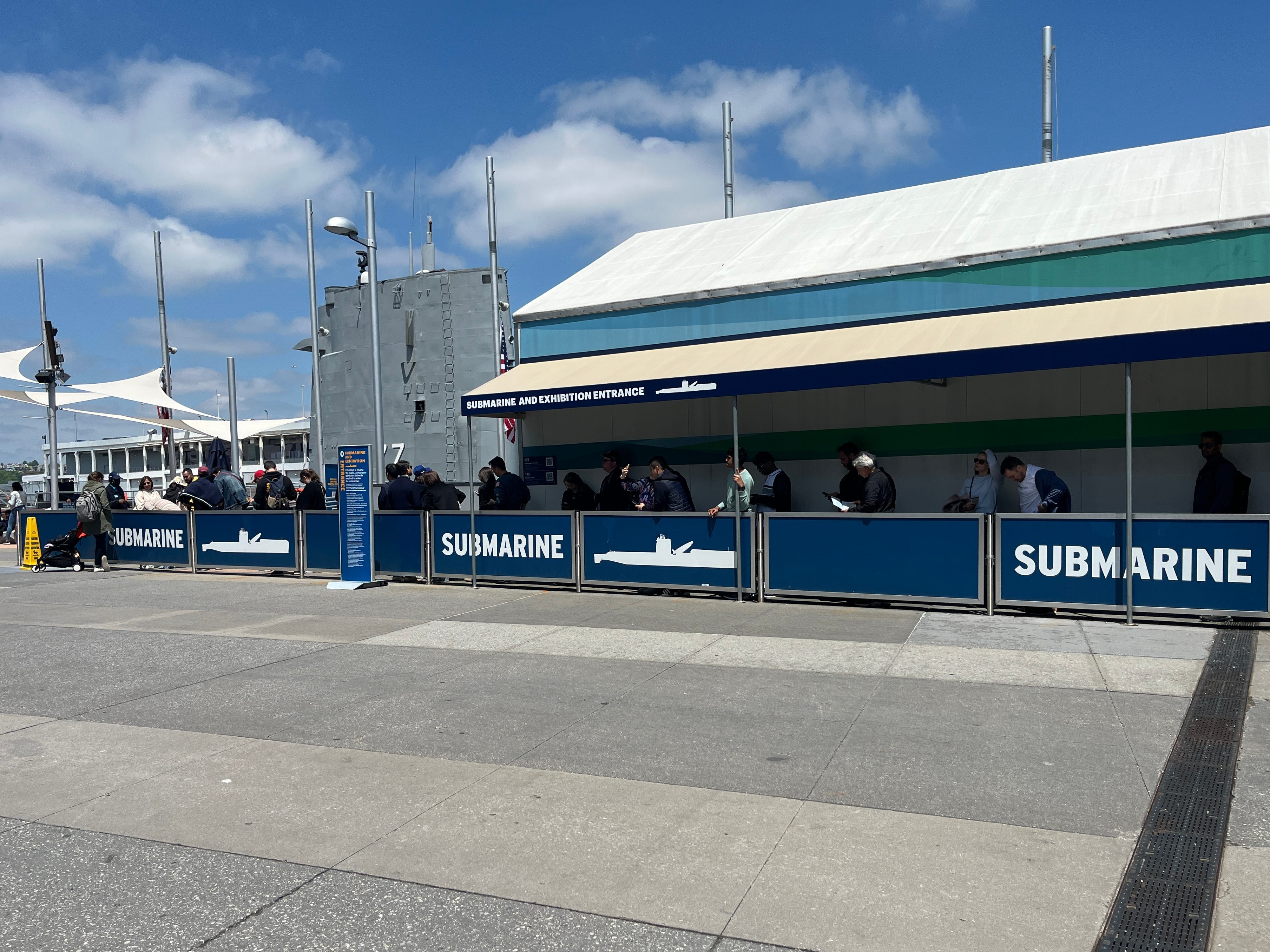 The line to enter the USS Growler.