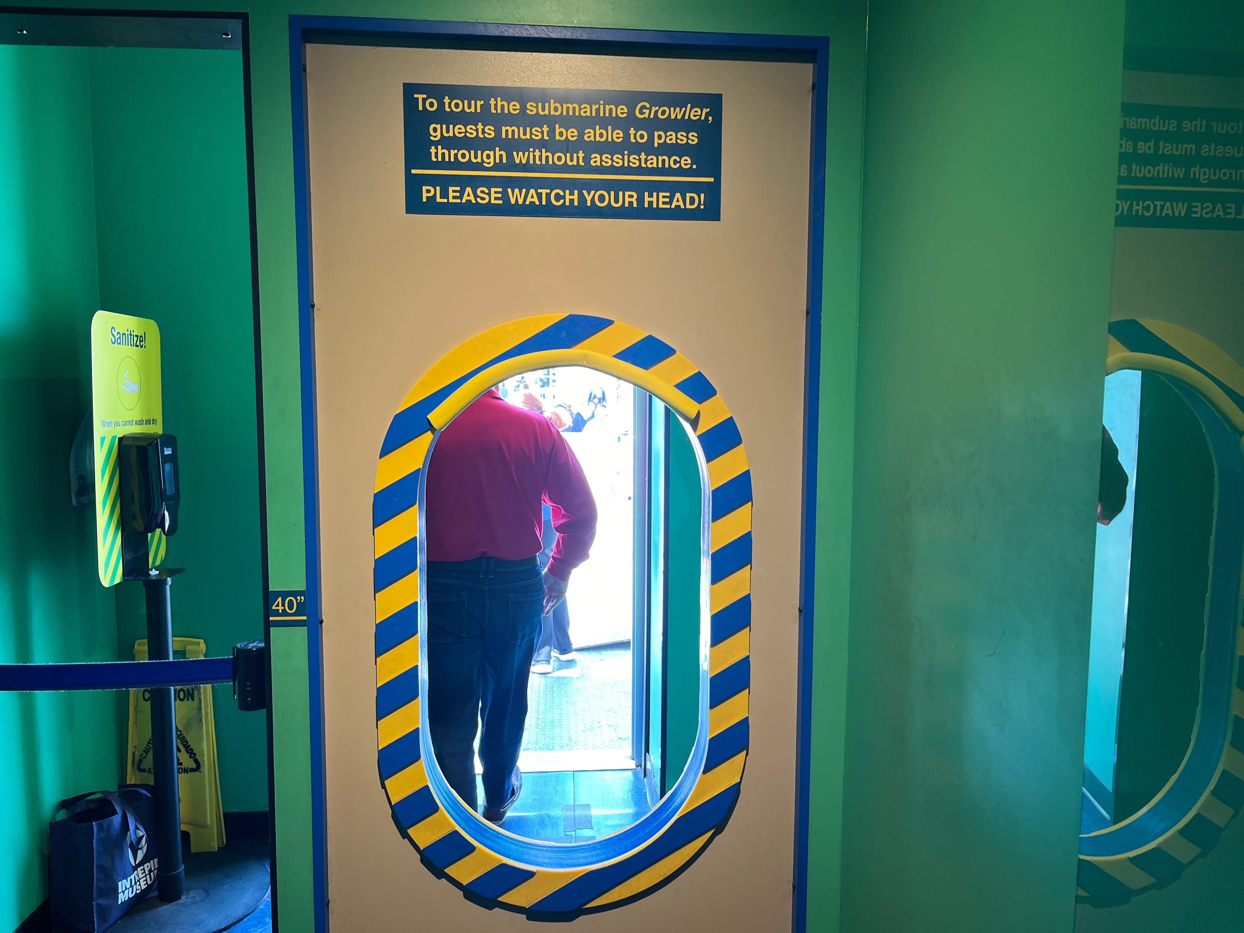 A sample doorway size before entering the USS Growler.