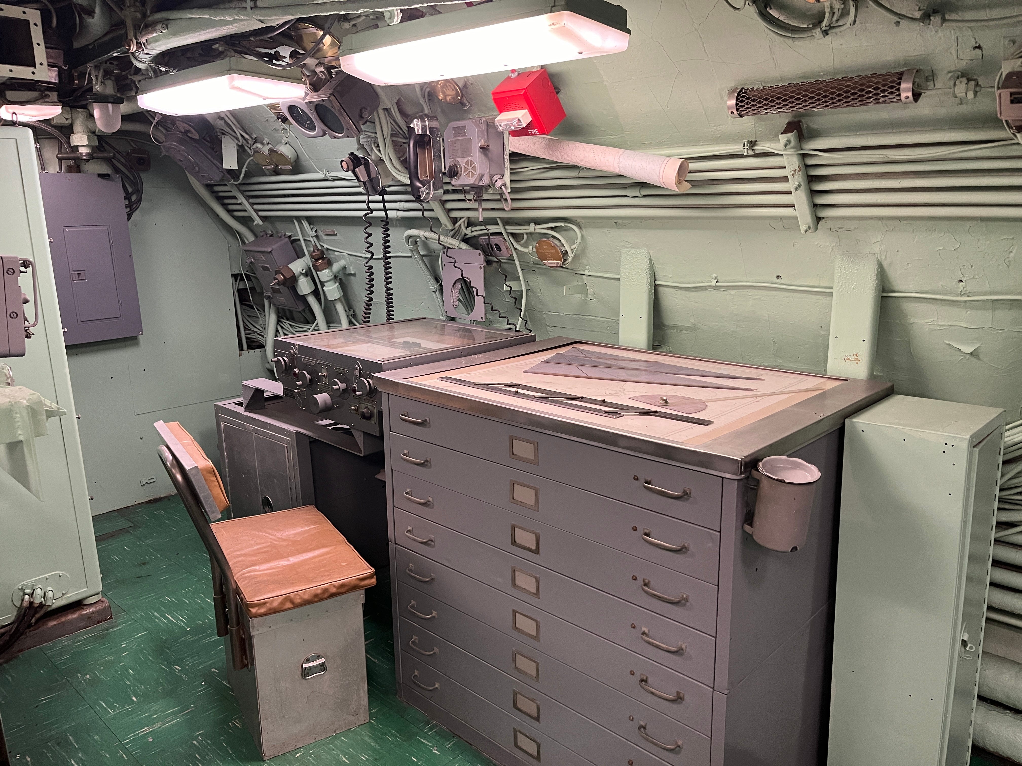 The navigation compartment on the USS Growler.