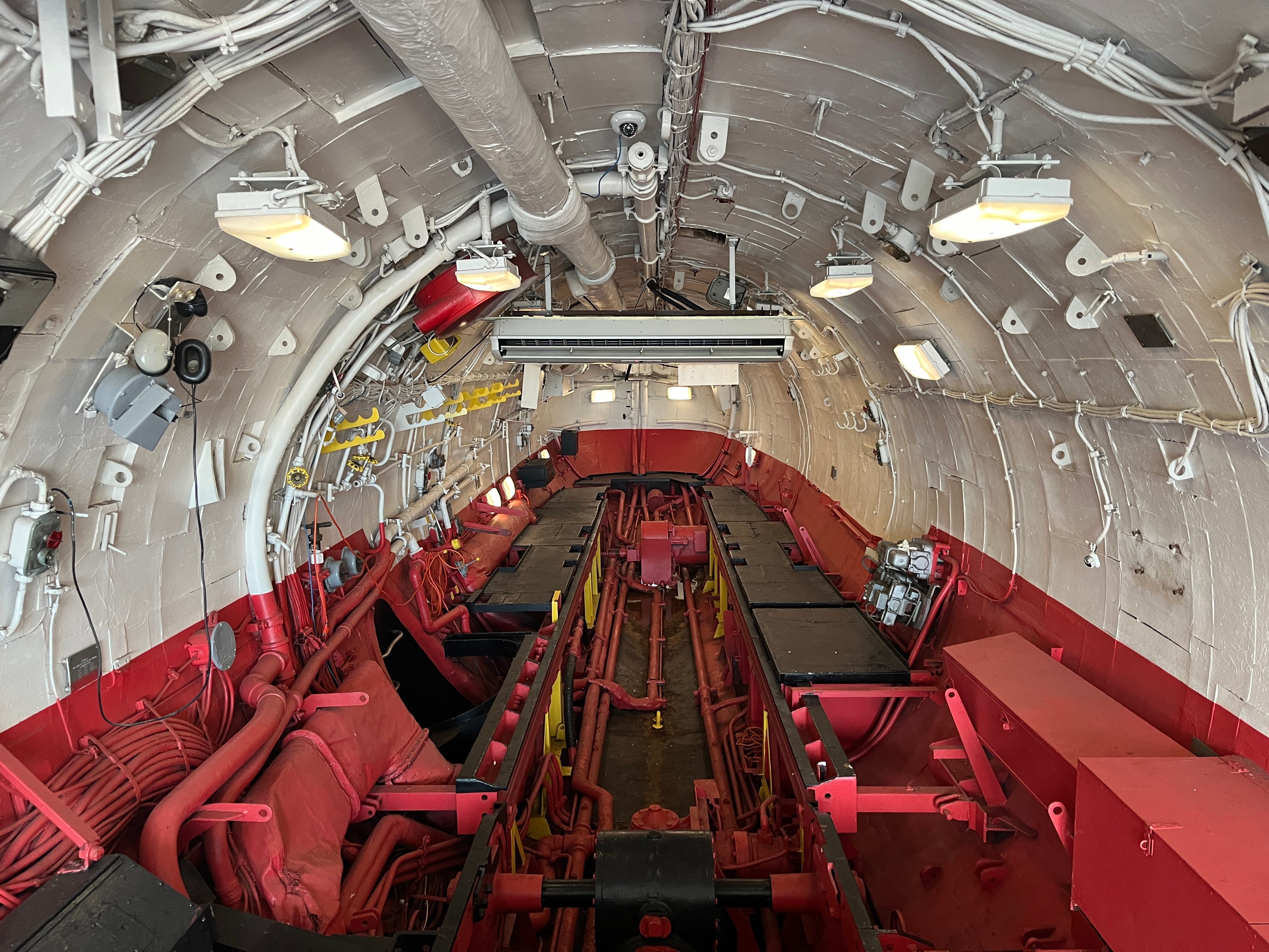 The missile hangar in the USS Growler.