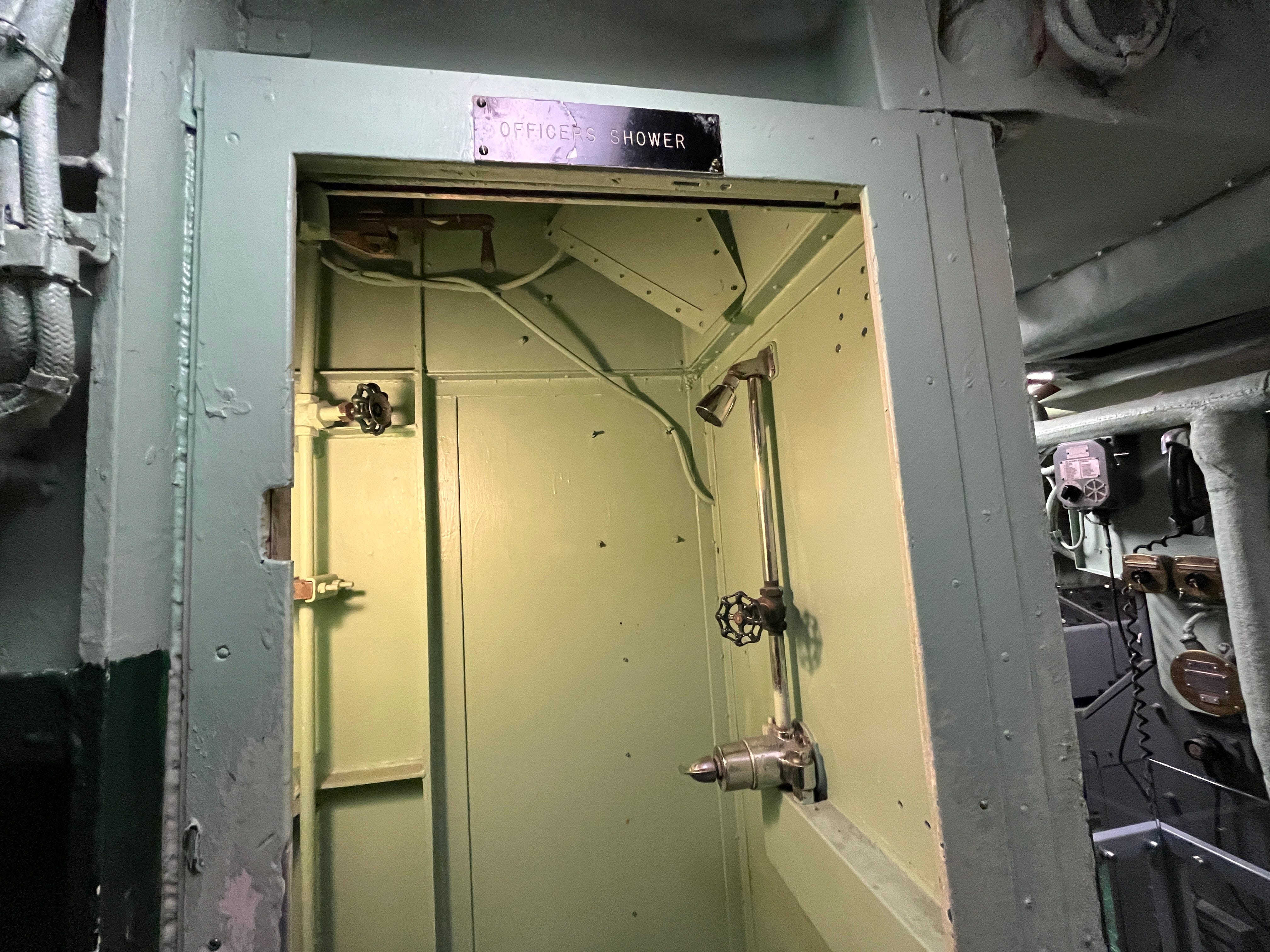 The officers' shower on the USS Growler.