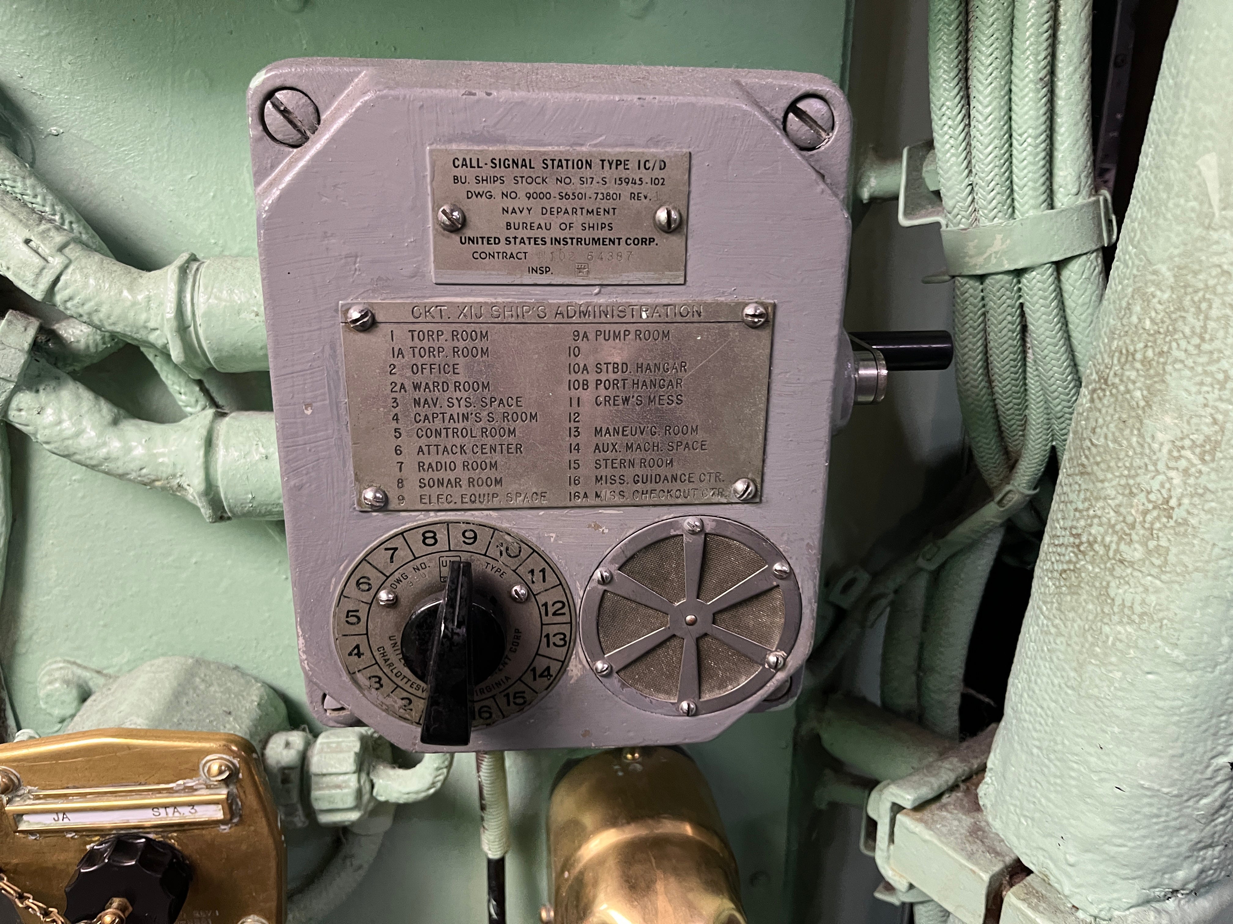 A call box on the USS Growler submarine.
