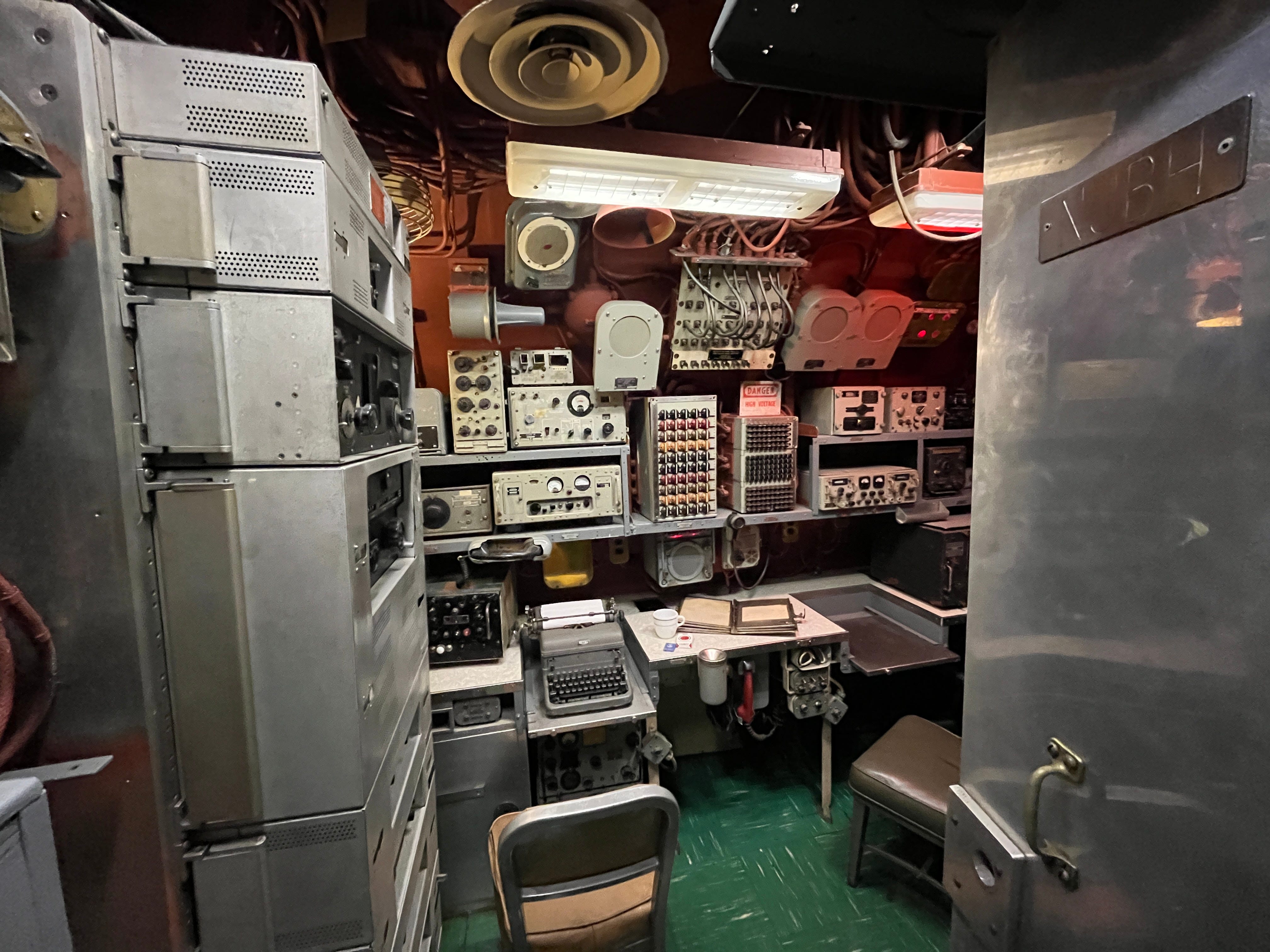 The radio room on the USS Growler.