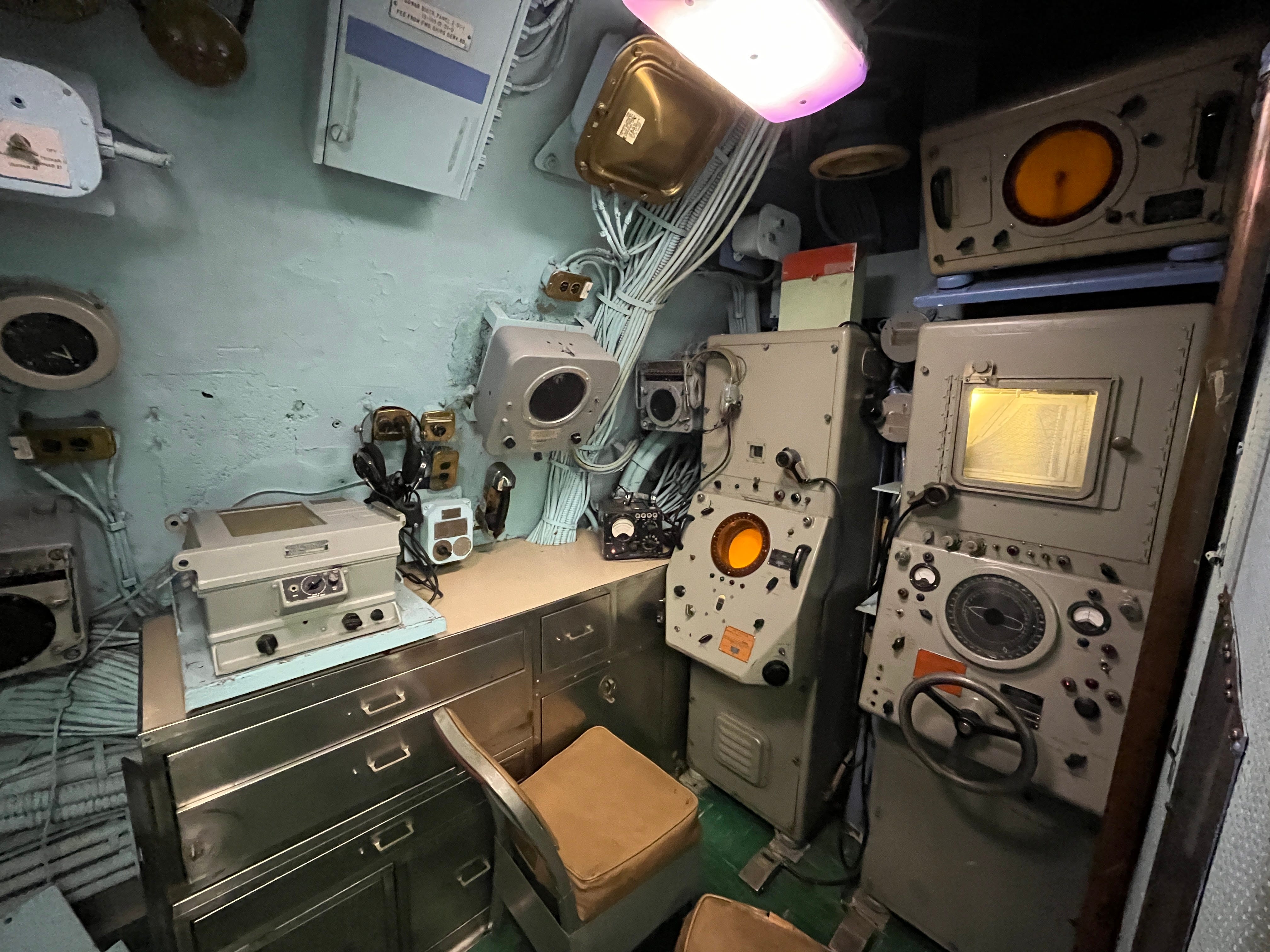 The sonar room on the USS Growler submarine.
