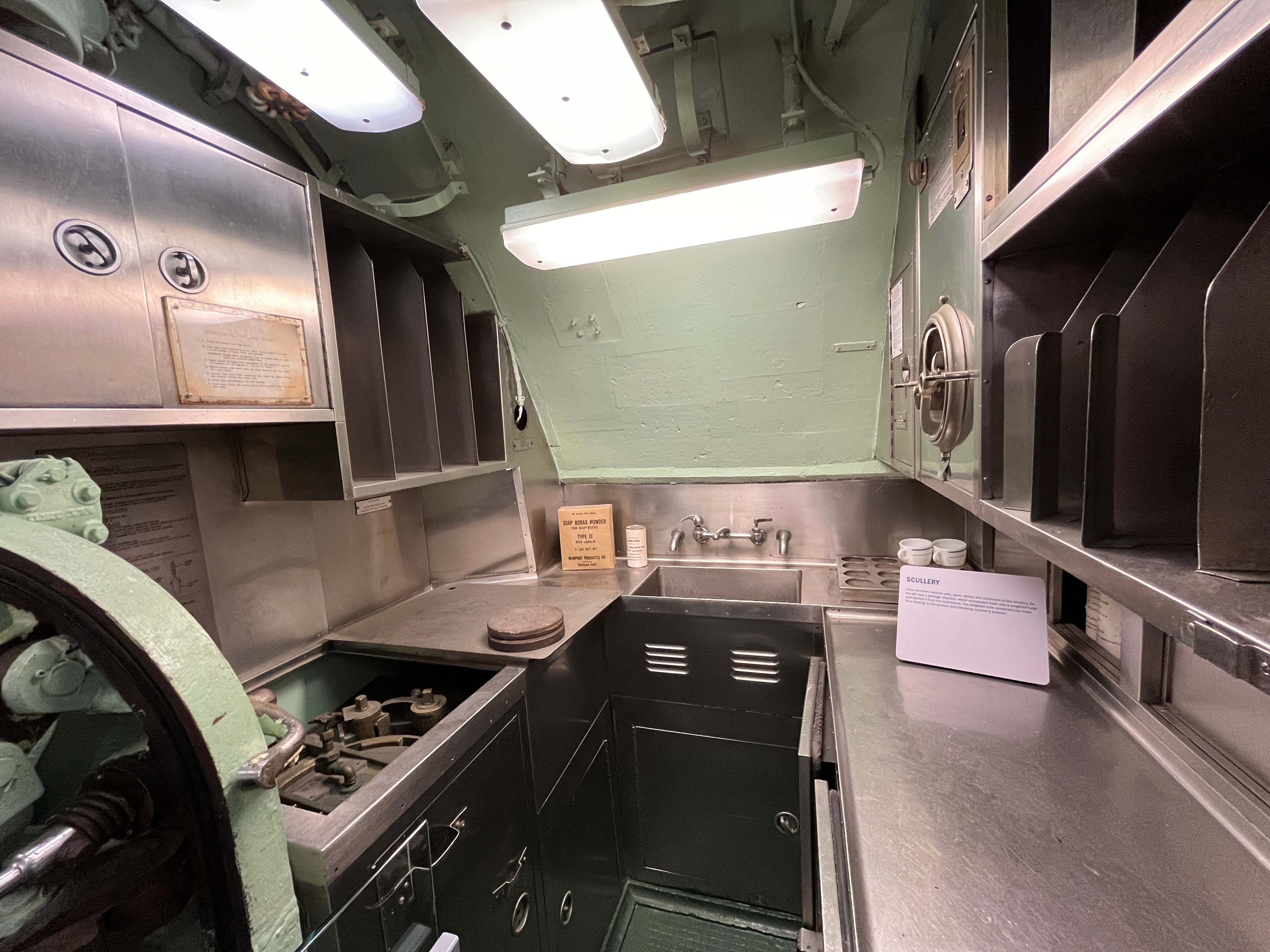 The scullery aboard the USS Growler submarine.