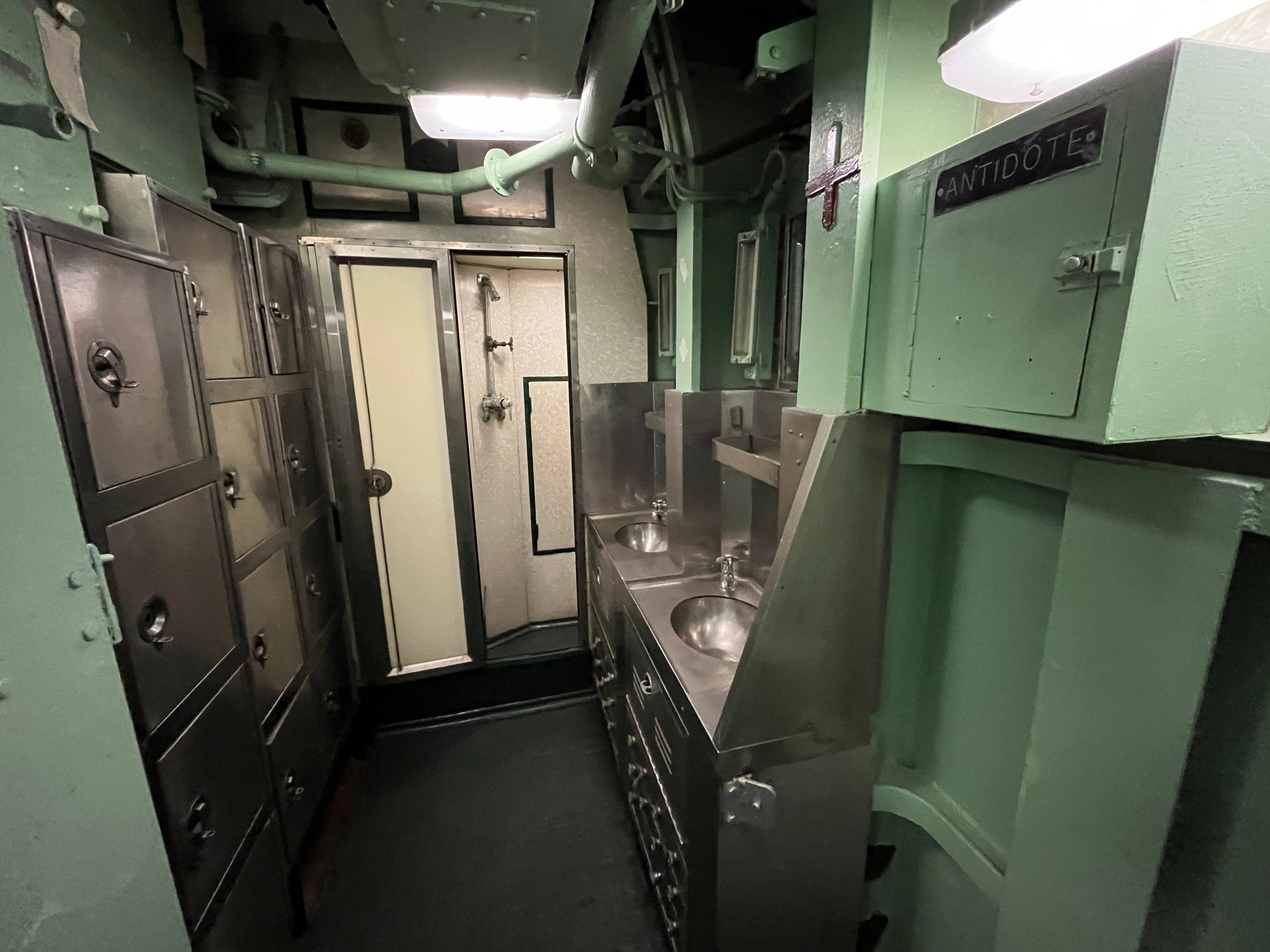The crew's washroom on the USS Growler.