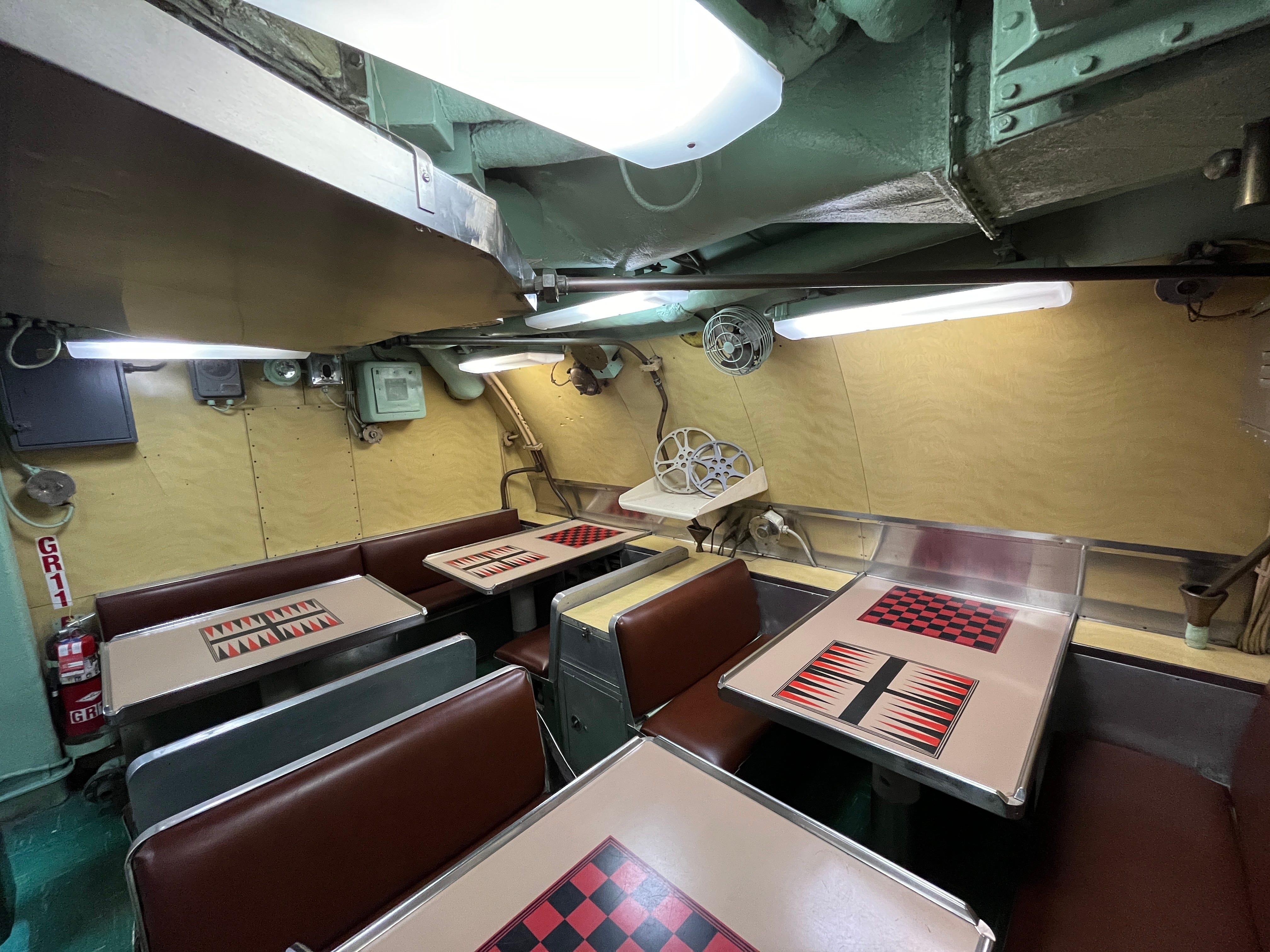 The crew's mess on the USS Growler submarine.