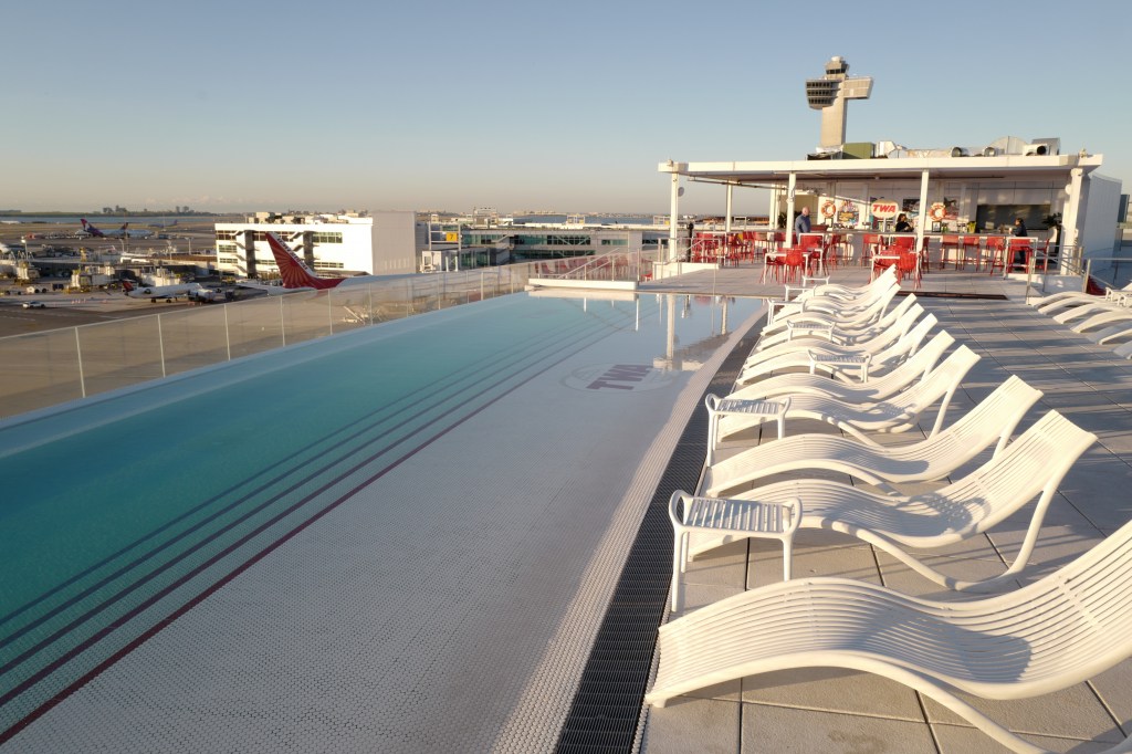 The TWA Hotel also has an infinity pool, open year-round and heated during the winter.