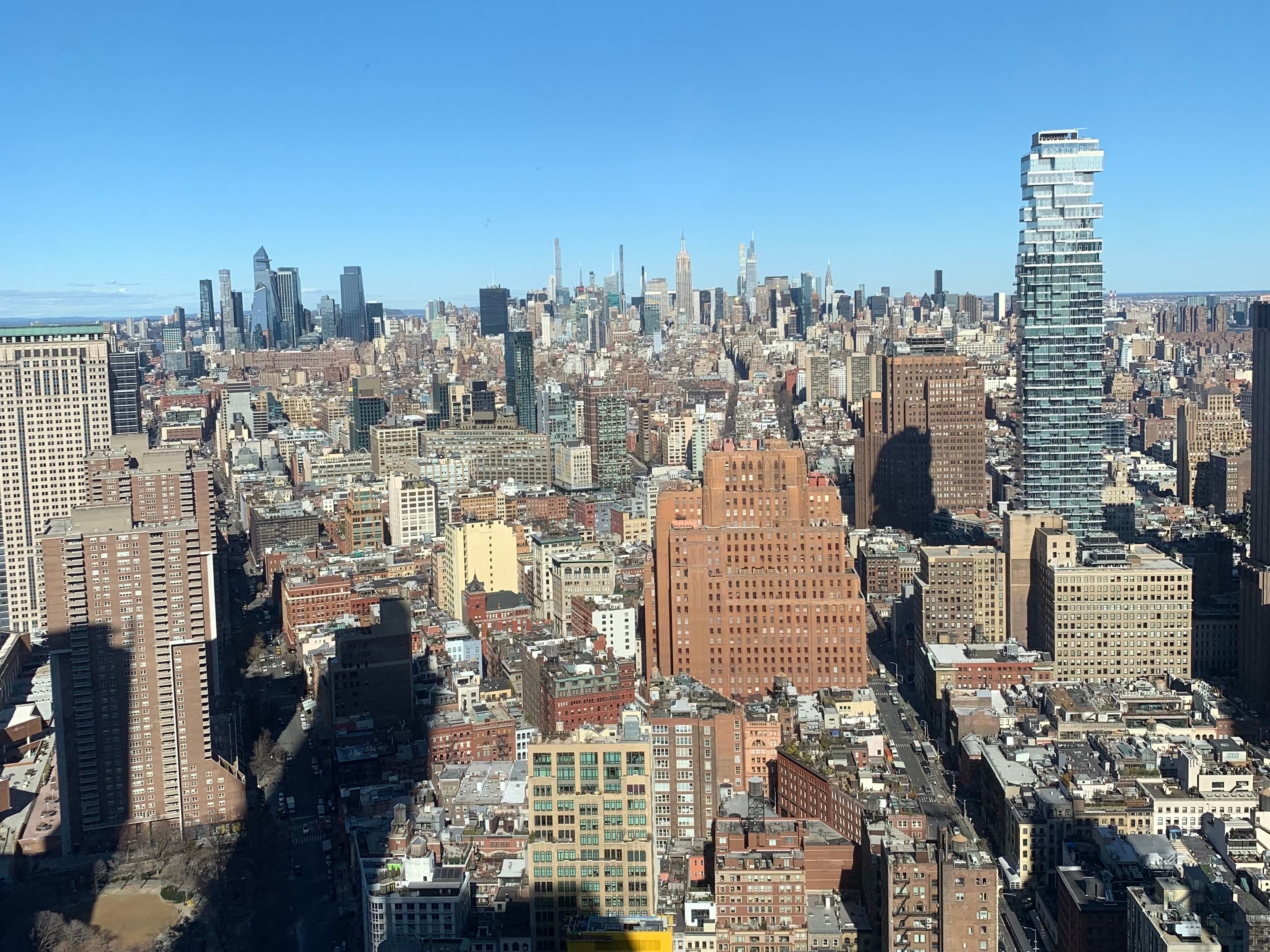 Aerial view of NYC buildings