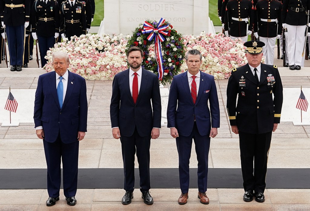 President Trump, Vice President JD Vance, Defense Secretary Pete Hegseth, Major General Trevor J. Bredenkamp