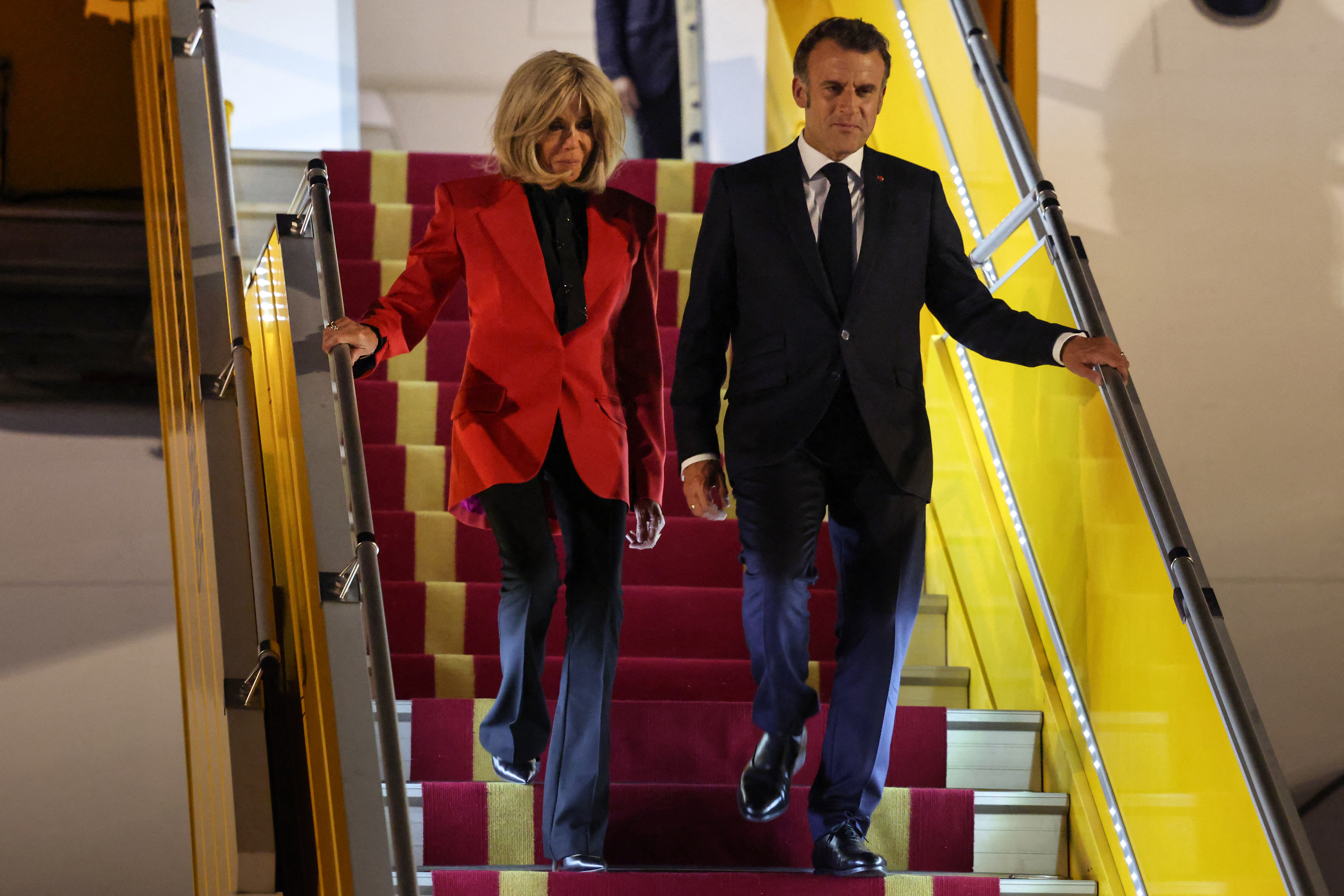 Brigitte Macron and Emmanuel Macron.