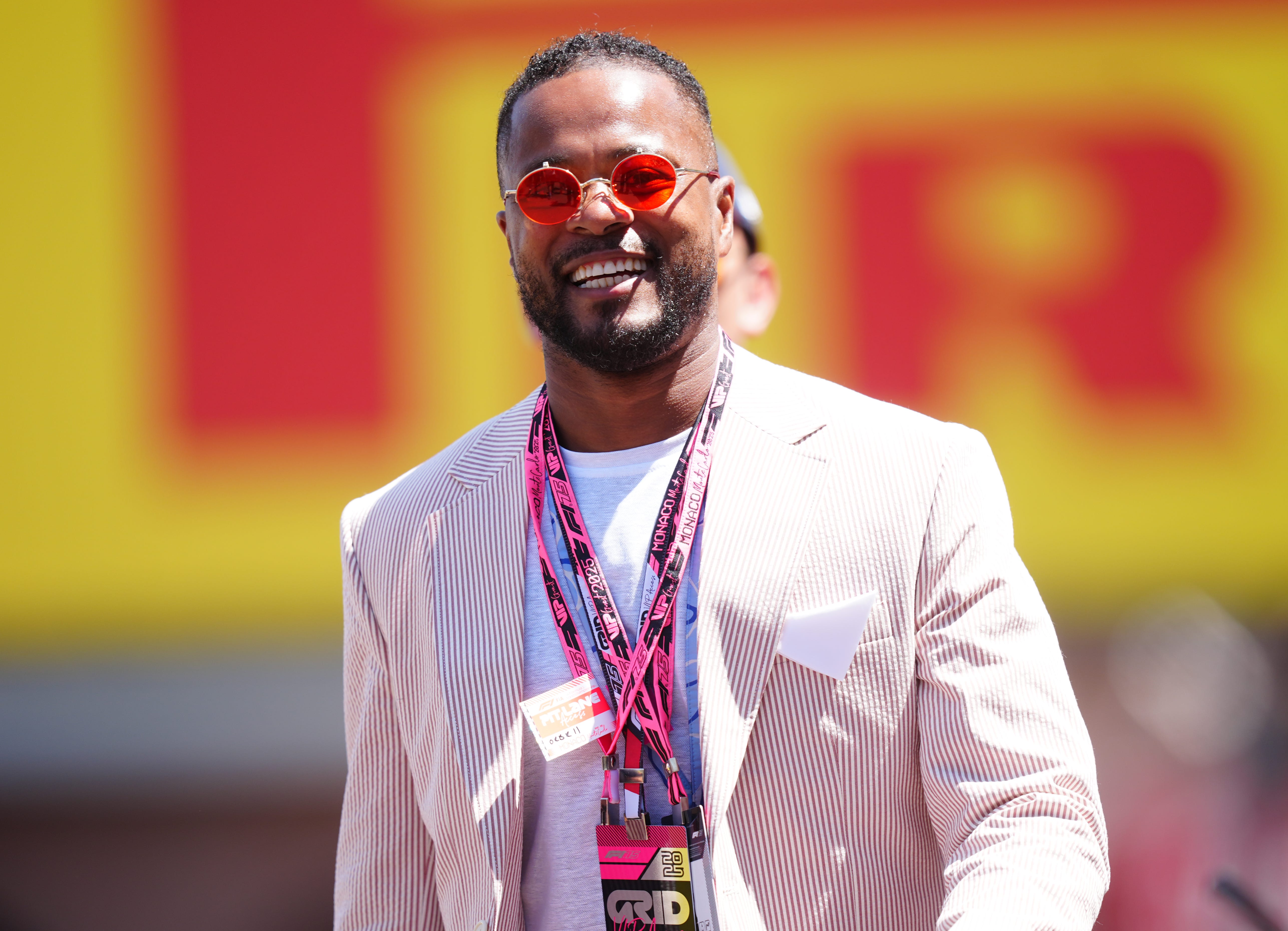 Patrice Evra before the 2025 Monaco Grand Prix.